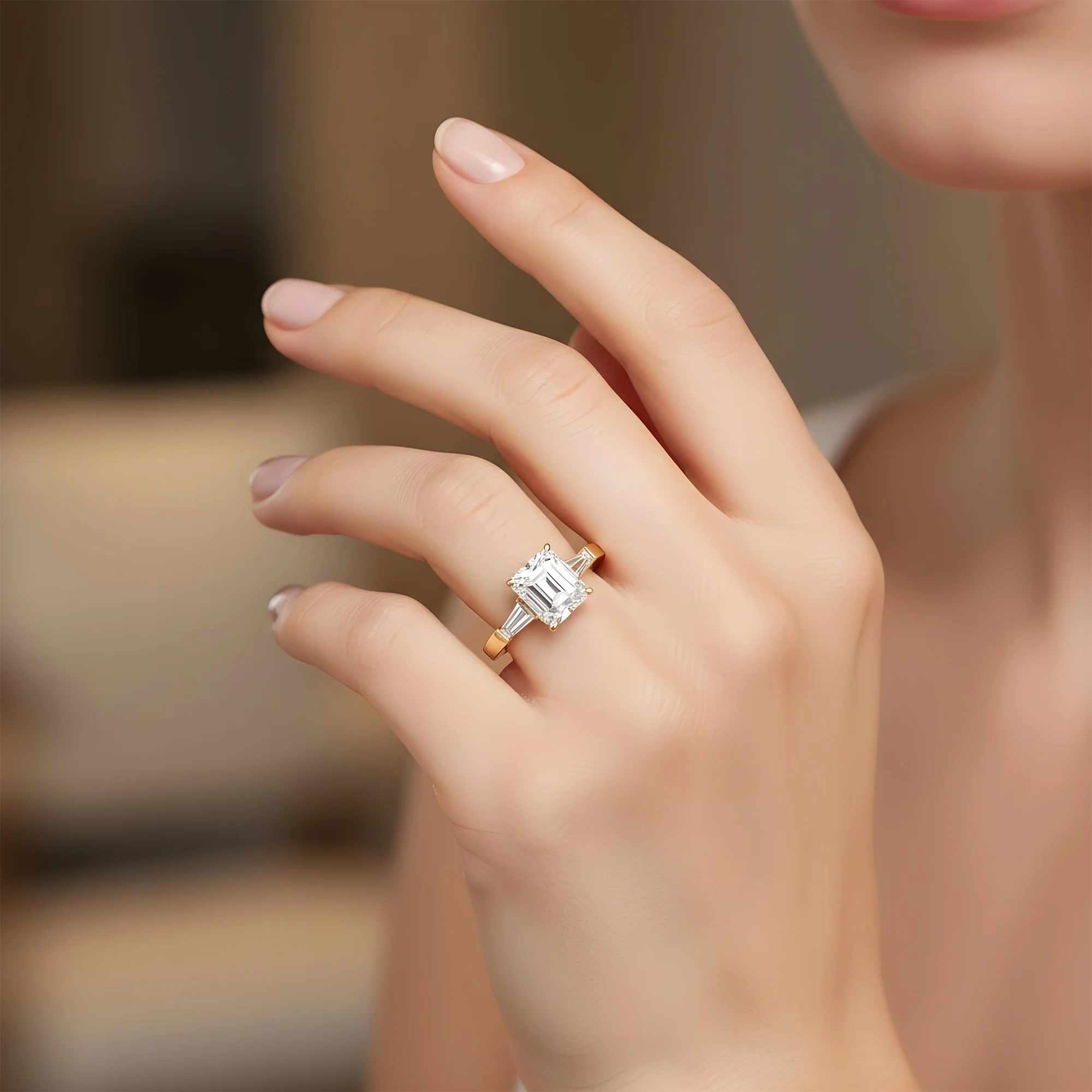 Platinum 4.02ct Emerald Cut Diamond Engagement Ring 4.46ctw - Image 7