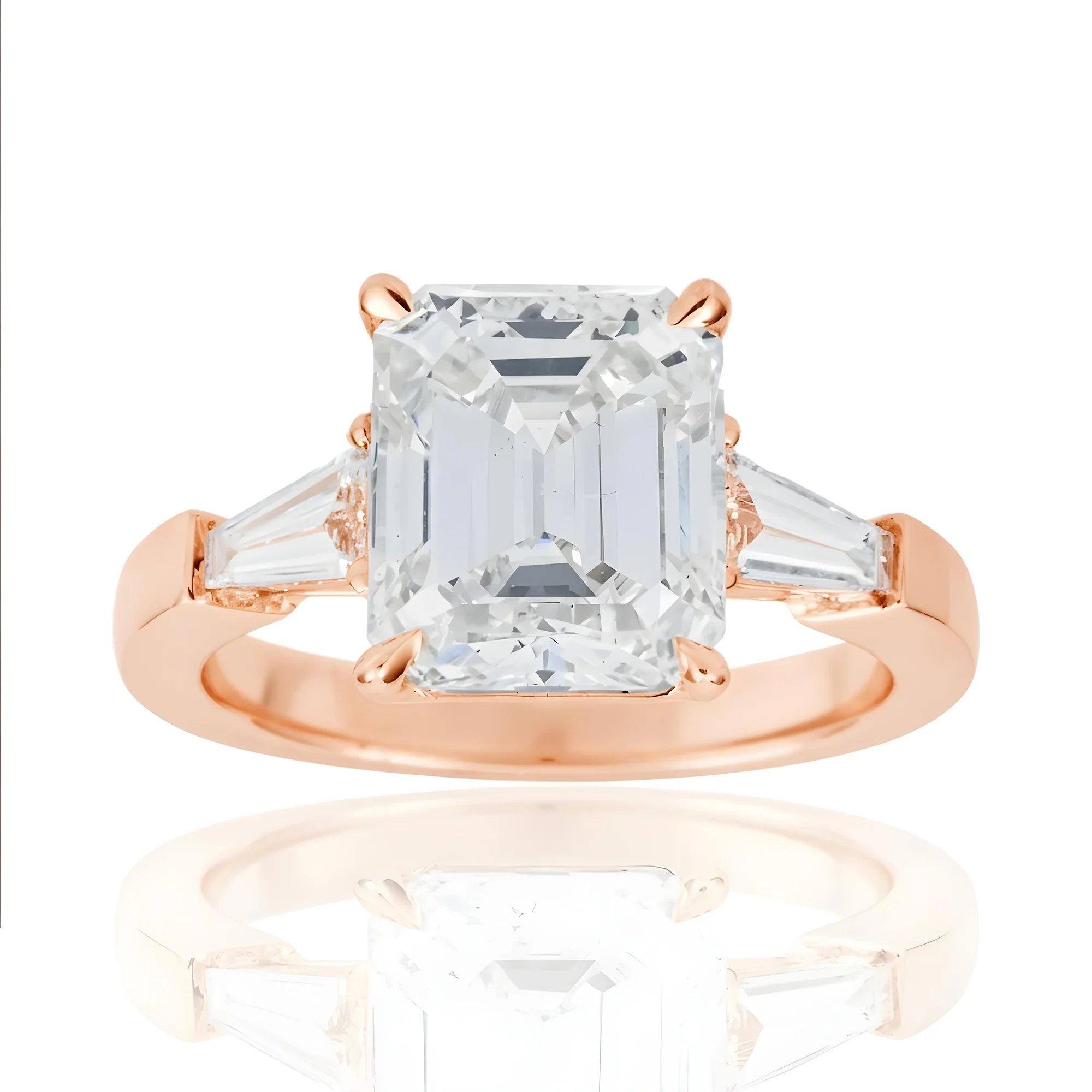Platinum 4.02ct Emerald Cut Diamond Engagement Ring 4.46ctw - Image 8