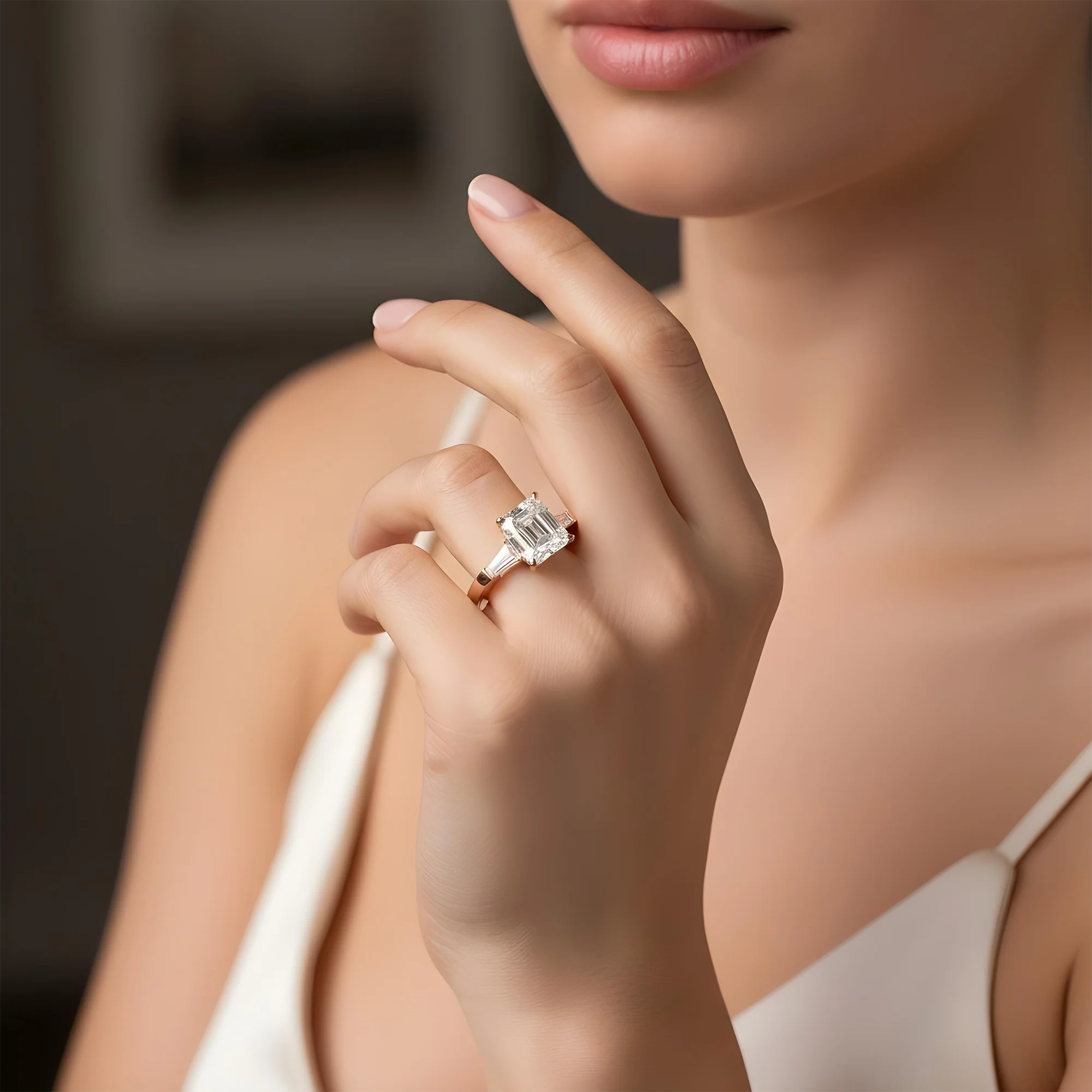 Platinum 4.02ct Emerald Cut Diamond Engagement Ring 4.46ctw - Image 9