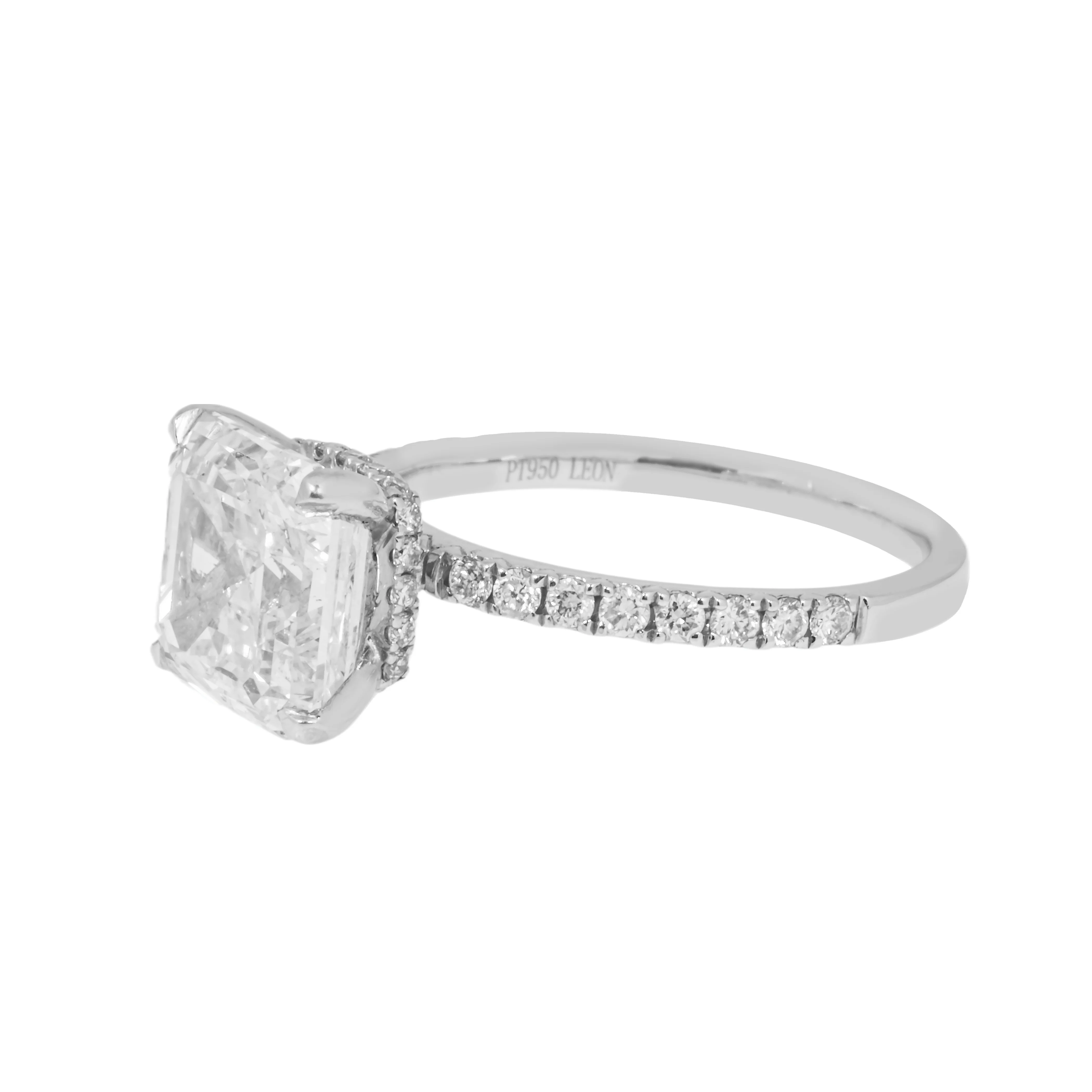 Platinum 4.05ct Asscher Cut Diamond Engagement Ring 4.42ctw - Image 4