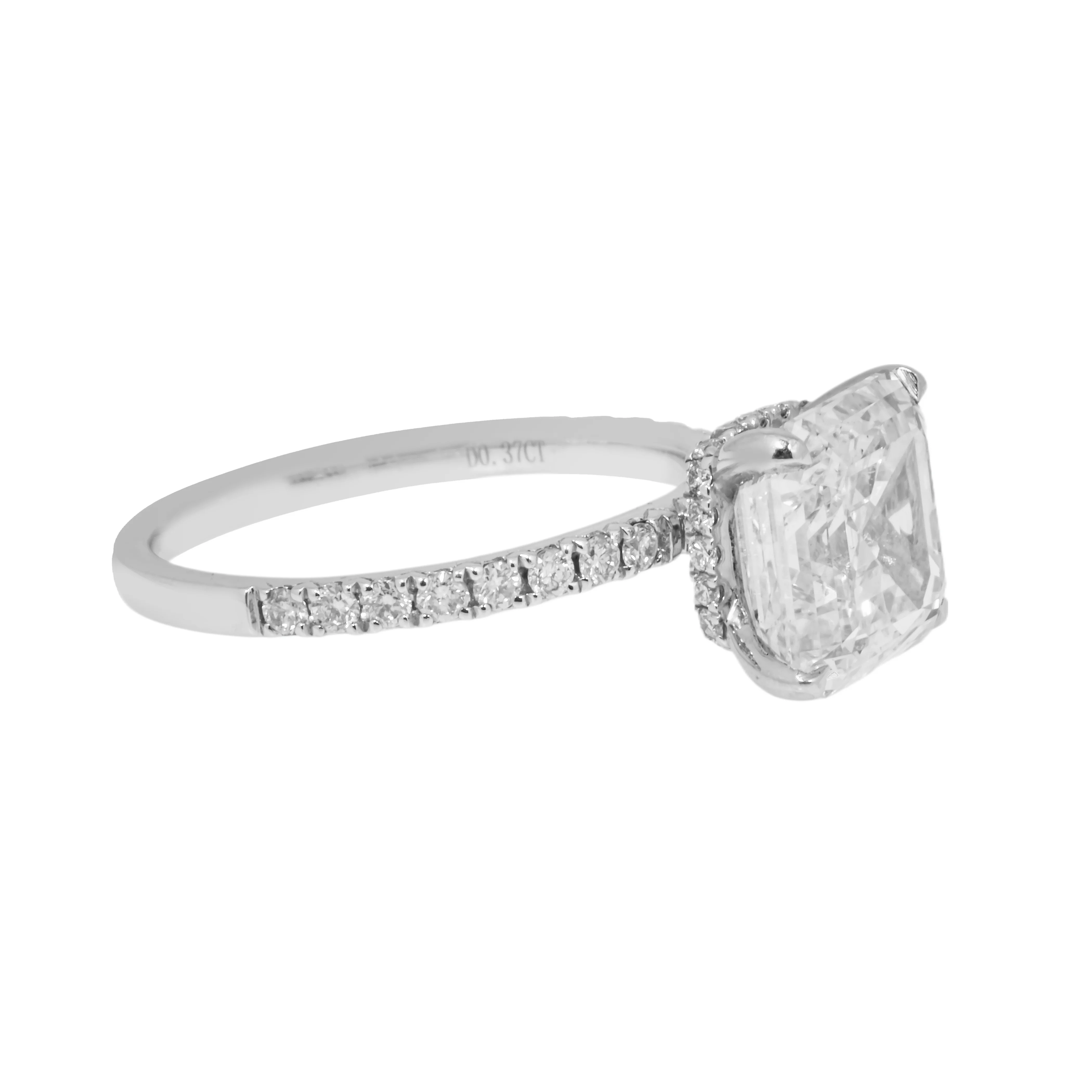 Platinum 4.05ct Asscher Cut Diamond Engagement Ring 4.42ctw - Image 6