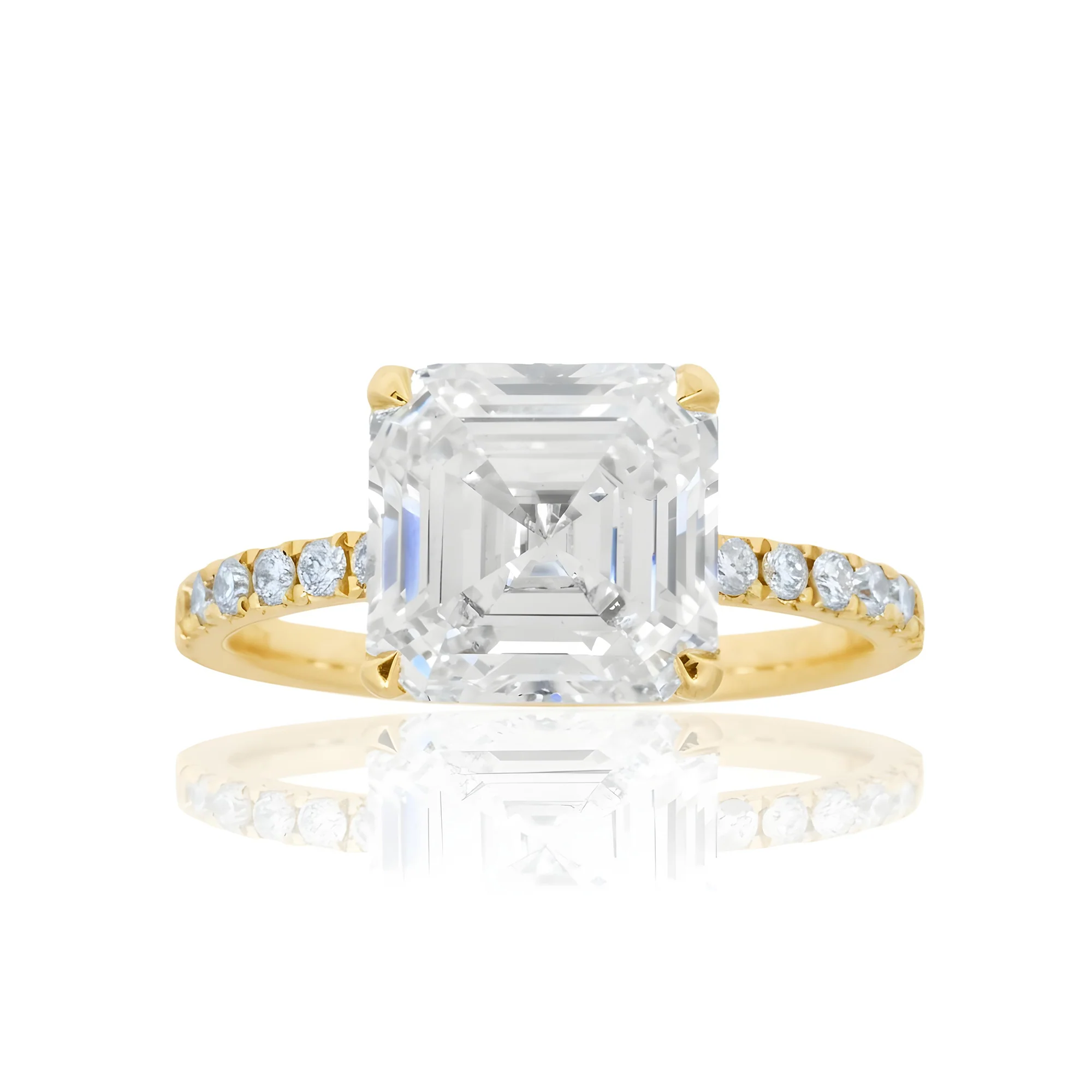 Platinum 4.05ct Asscher Cut Diamond Engagement Ring 4.42ctw - Image 7
