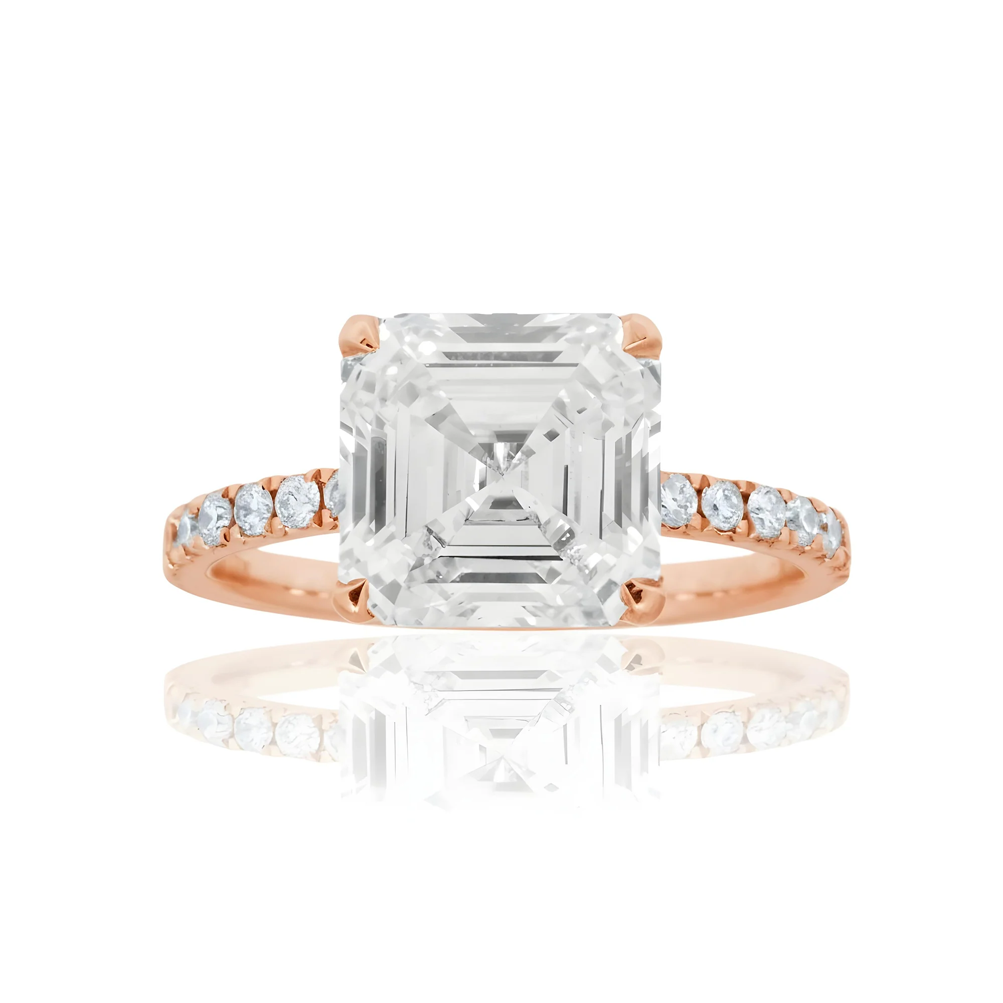 Platinum 4.05ct Asscher Cut Diamond Engagement Ring 4.42ctw - Image 9