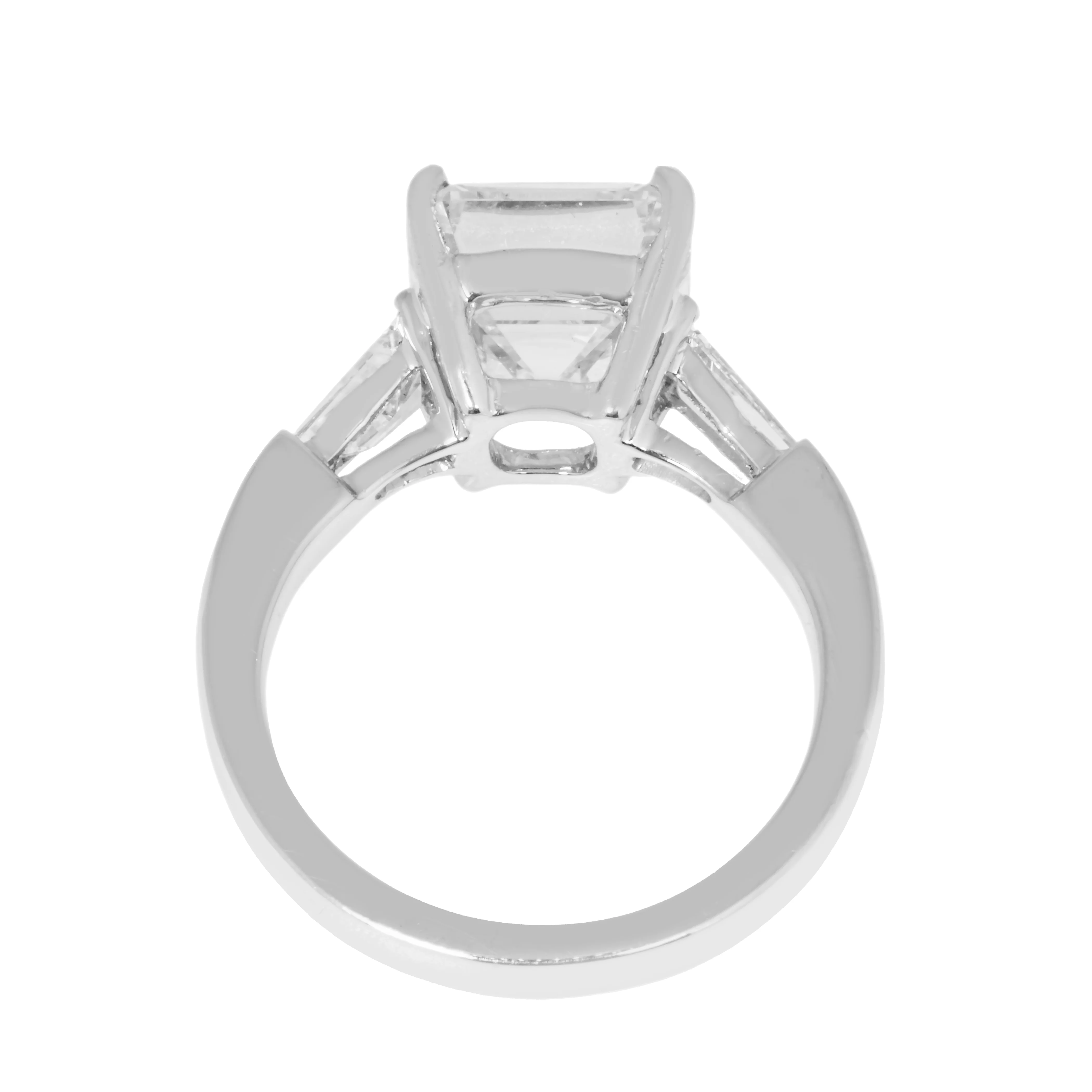 Platinum 4.09ct Asscher Cut Triple Diamond Engagement Ring 4.55ctw - Image 5