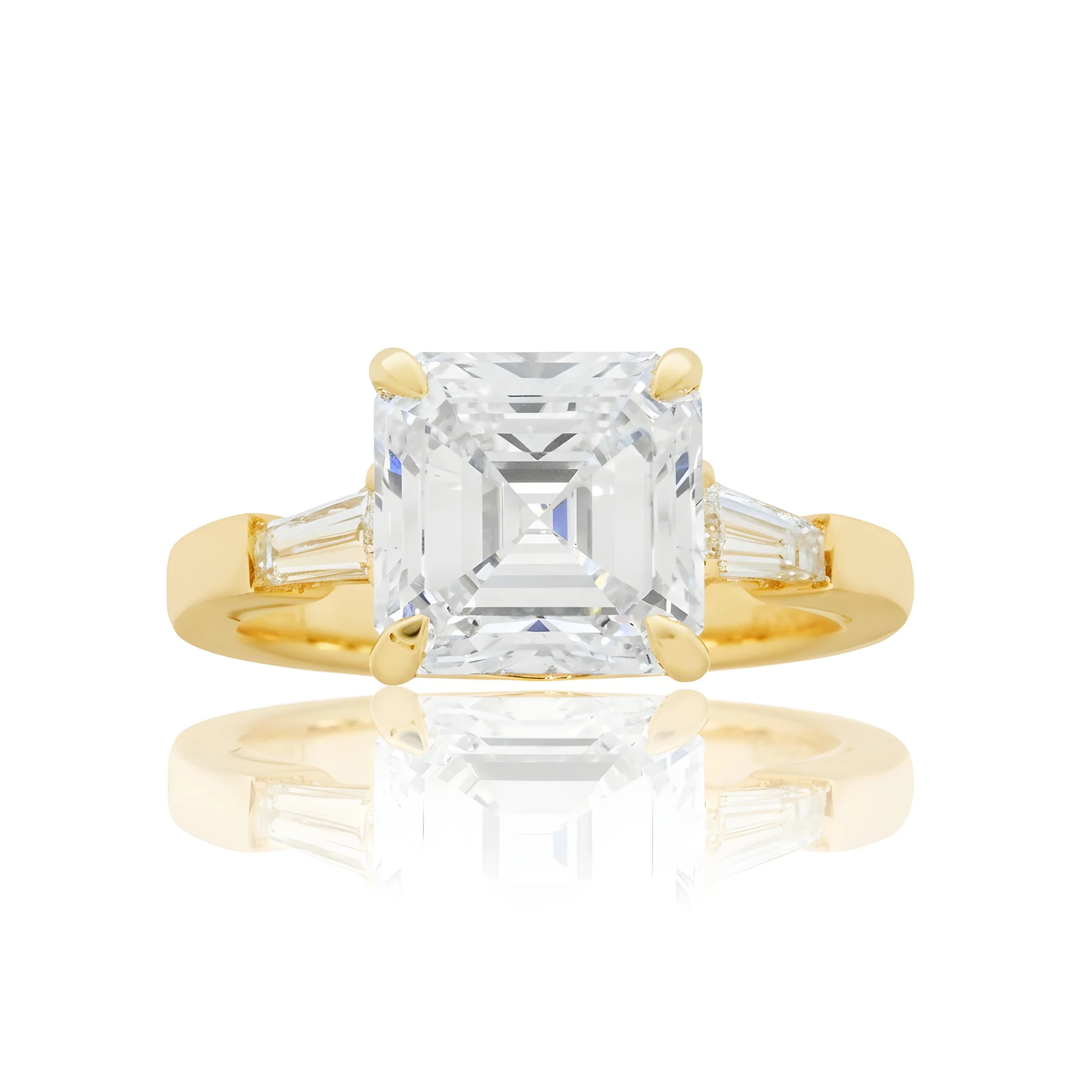 Platinum 4.09ct Asscher Cut Triple Diamond Engagement Ring 4.55ctw - Image 7