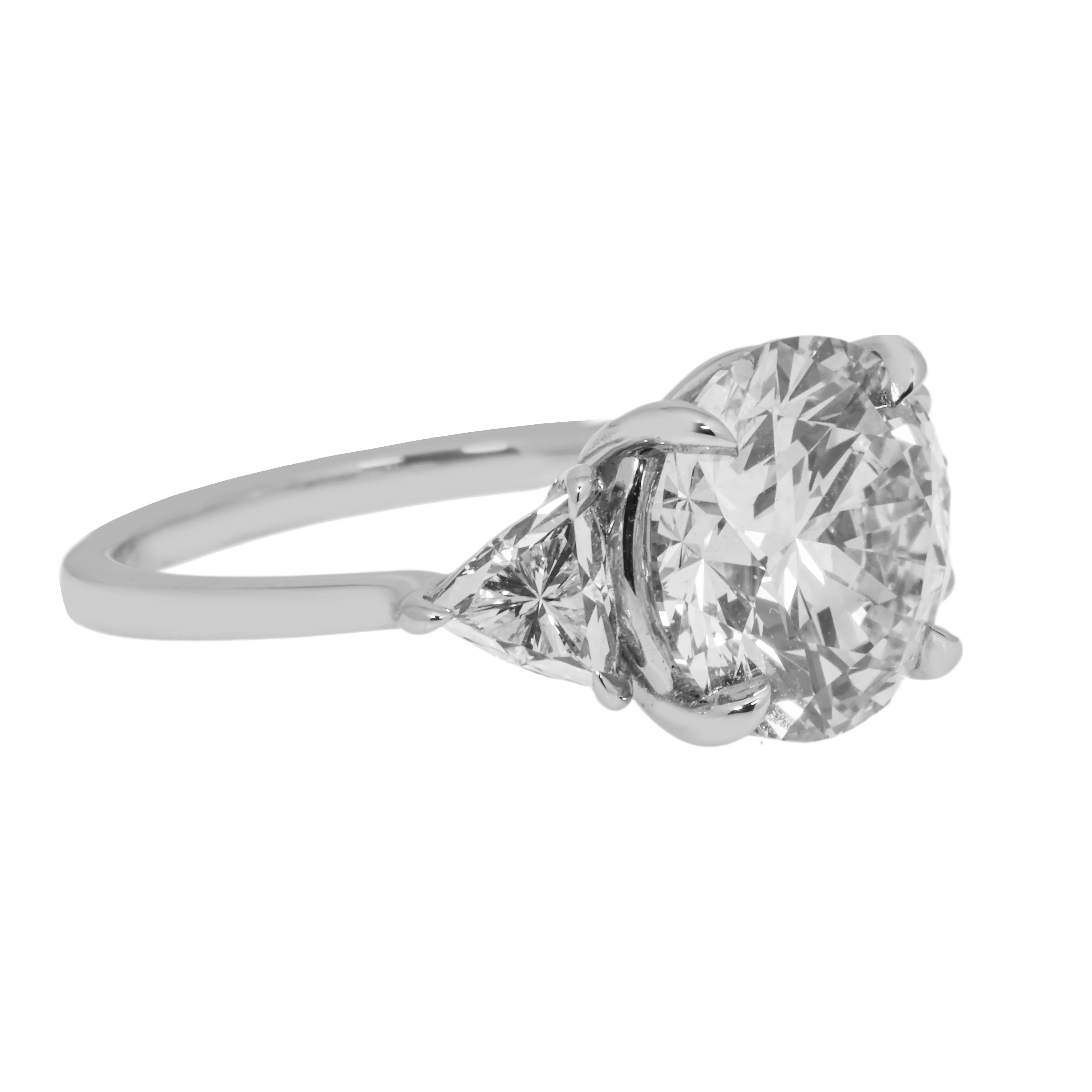 Platinum 4.40ct Round Cut Triple Diamond Engagement Ring 5.21ctw - Image 6