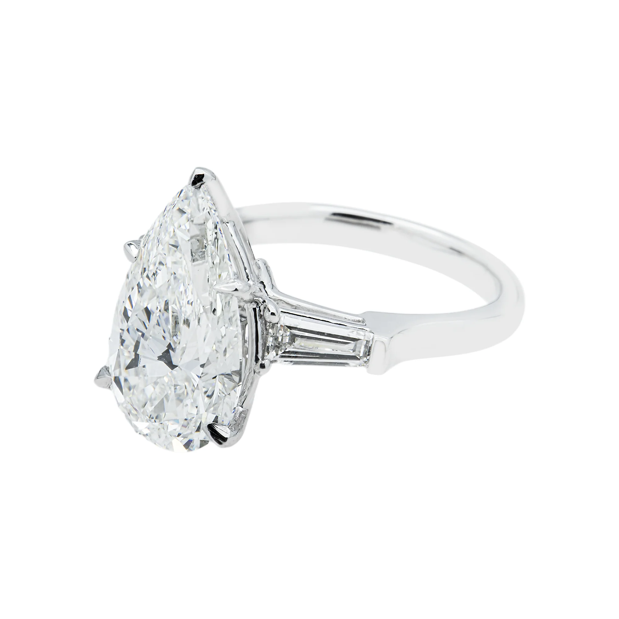 Platinum 4.88ct Pear Diamond Engagement Ring 5.48ctw - Image 3