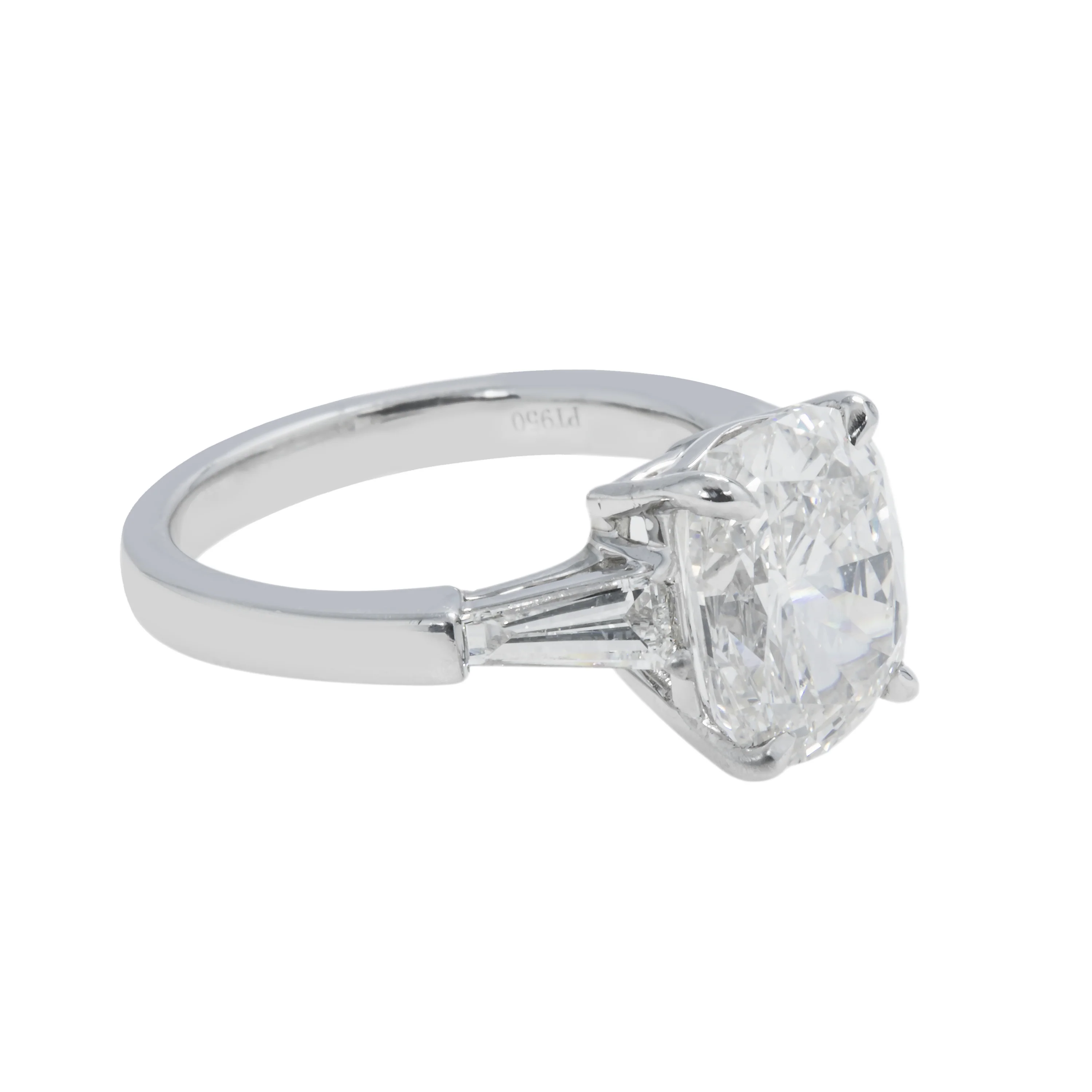 GIA Platinum 4ct Cushion Cut Triple Diamond Engagement Ring 4.54ctw - Image 3