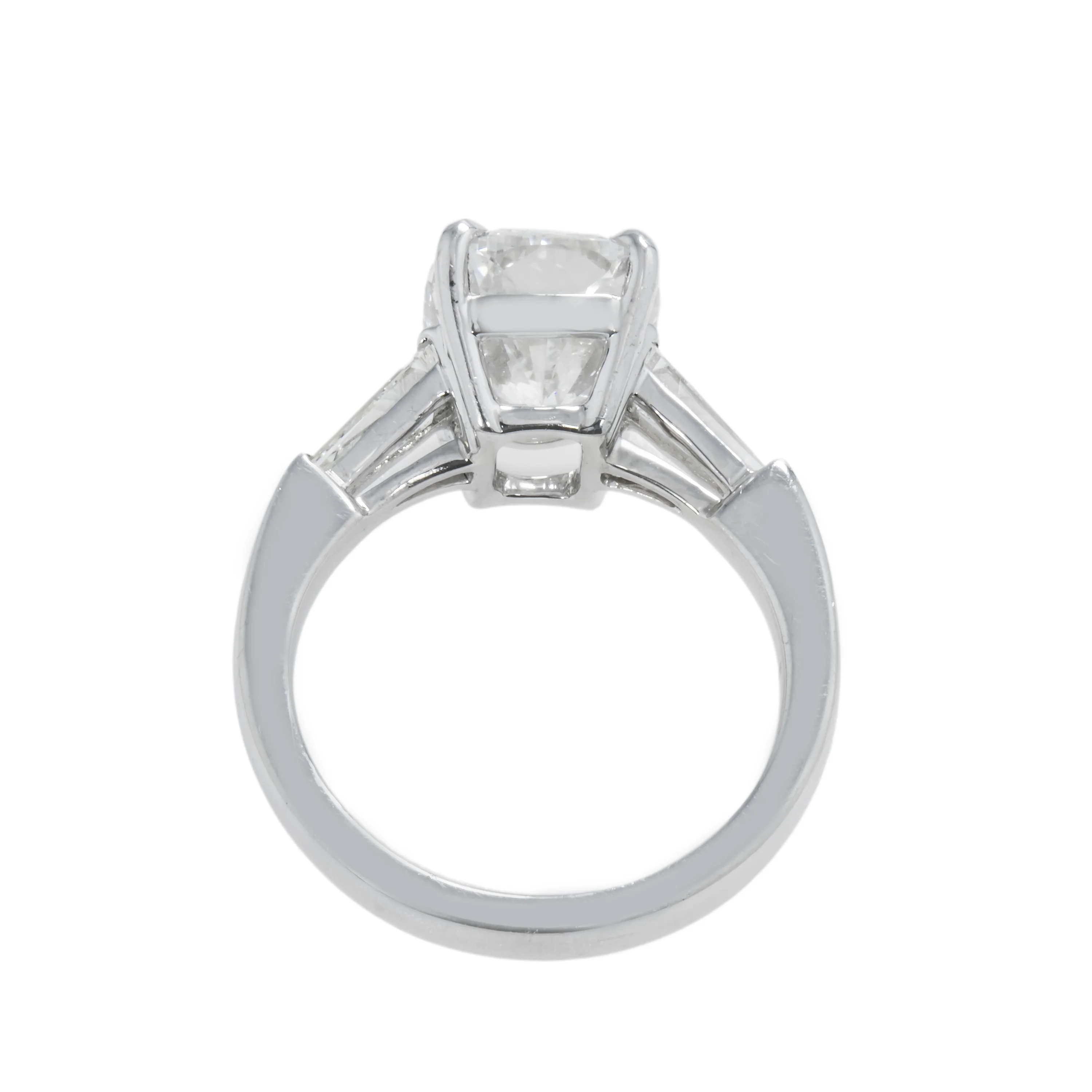 GIA Platinum 4ct Cushion Cut Triple Diamond Engagement Ring 4.54ctw - Image 4