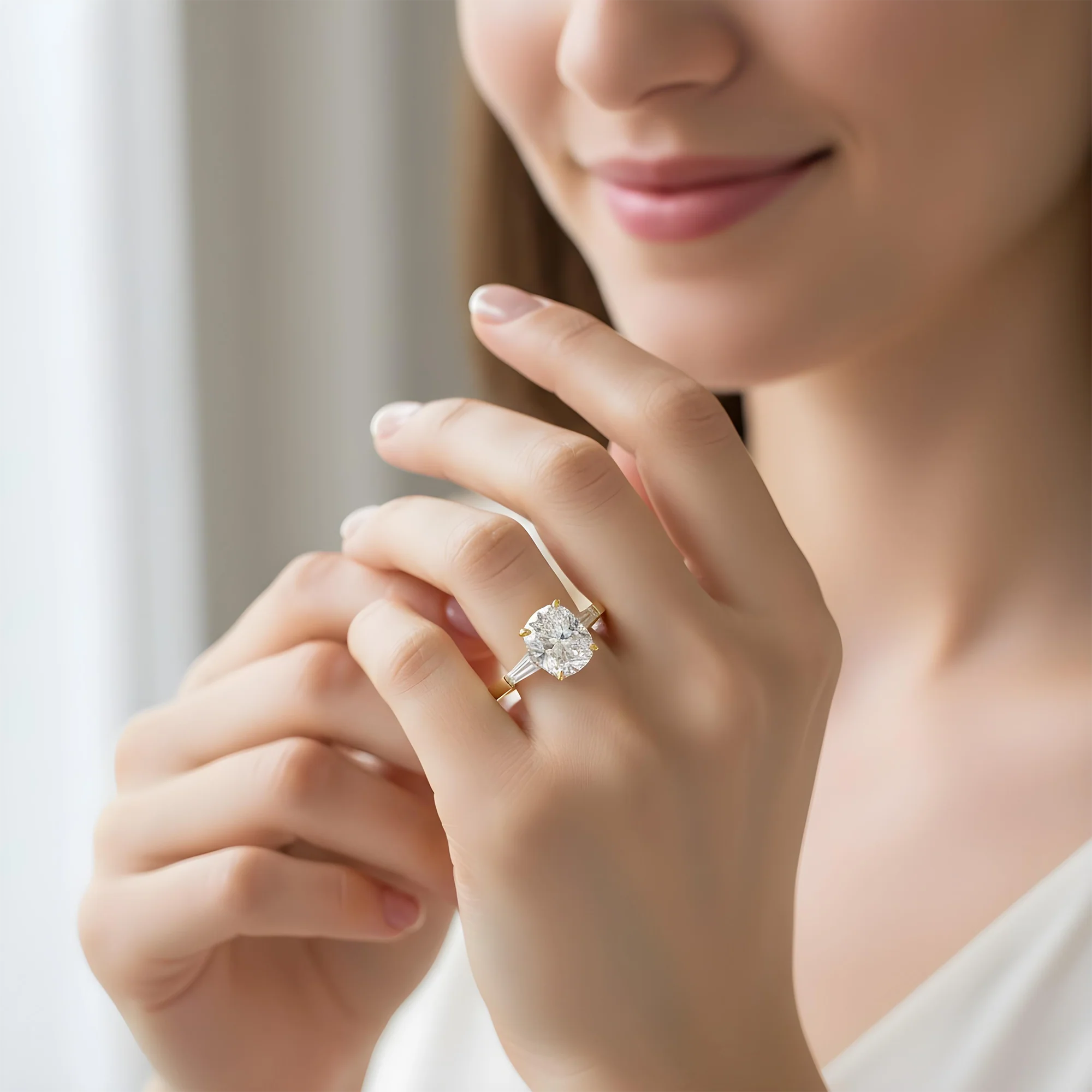 GIA Platinum 4ct Cushion Cut Triple Diamond Engagement Ring 4.54ctw - Image 7