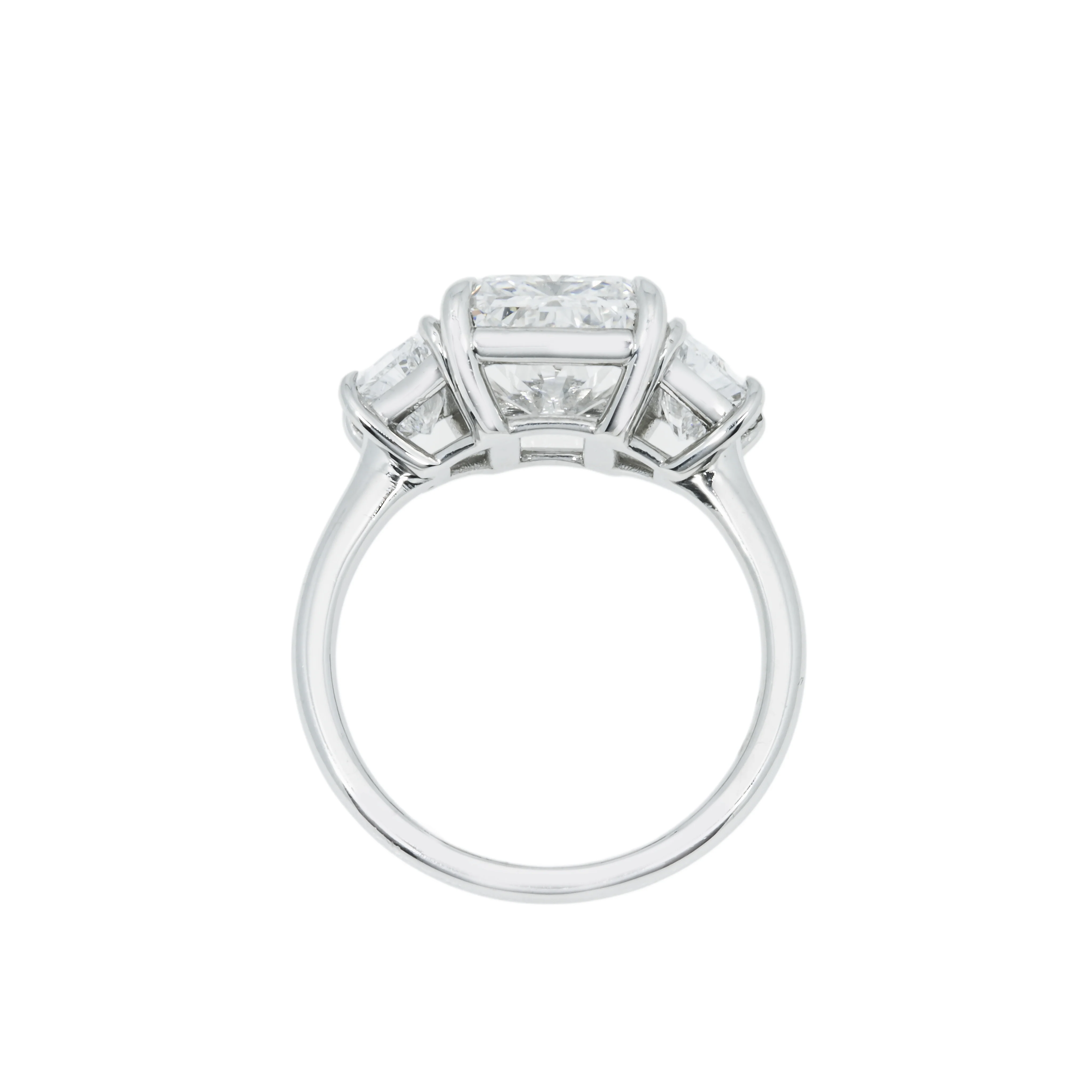 GIA Platinum 5.02ct Radiant Cut Triple Diamond Engagement Ring 6.77ctw - Image 5