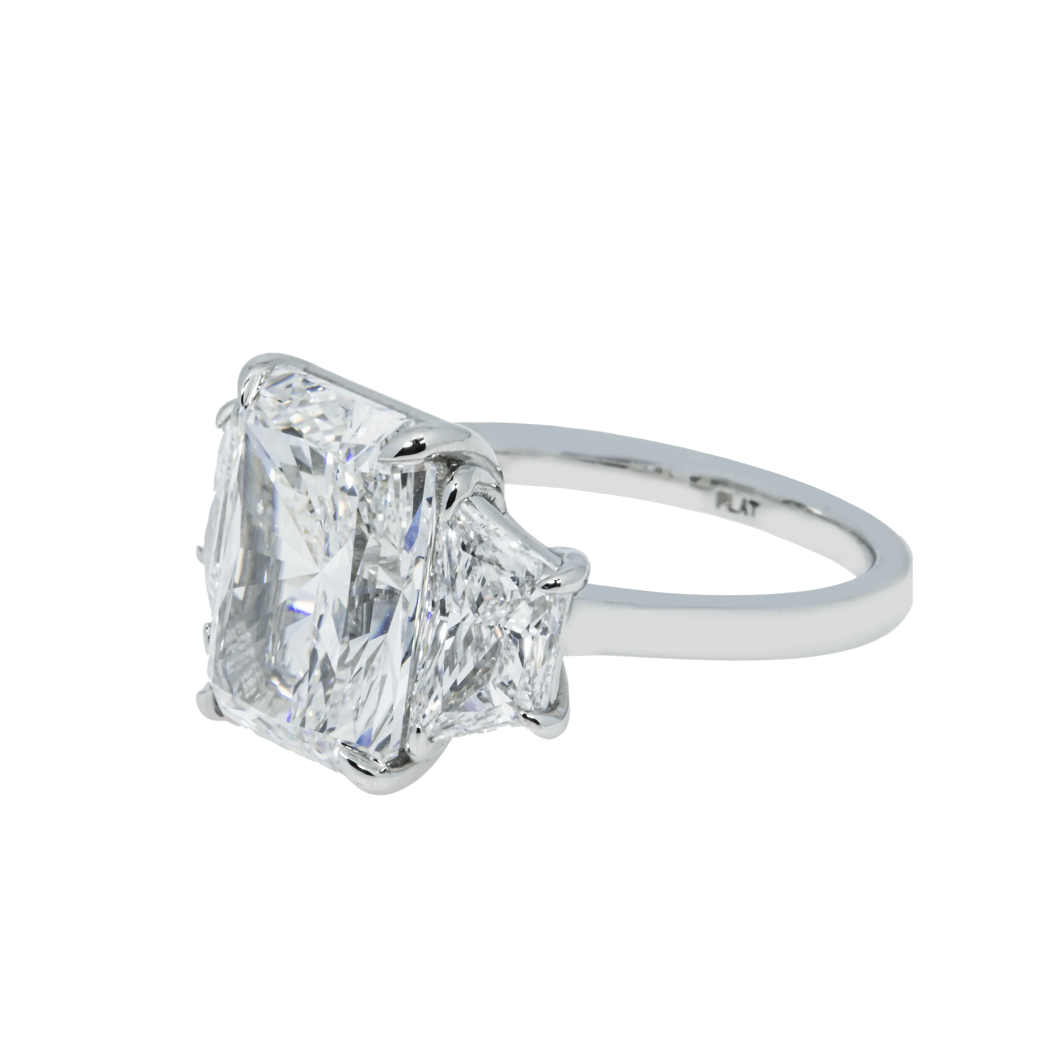 GIA Platinum 5.02ct Radiant Cut Triple Diamond Engagement Ring 6.77ctw - Image 6