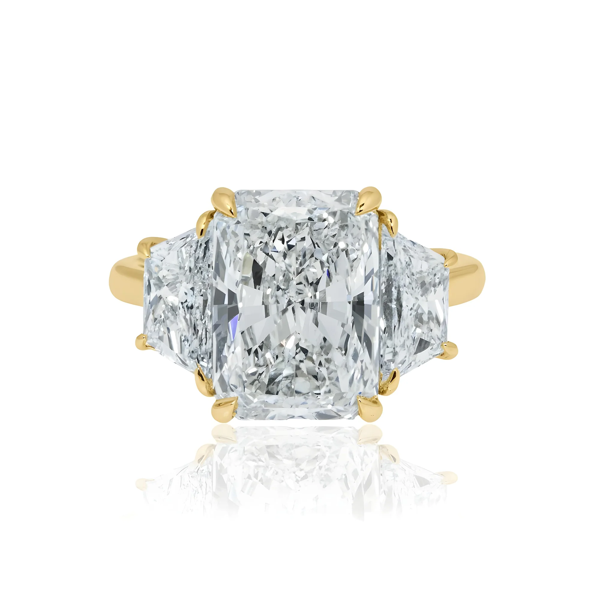GIA Platinum 5.02ct Radiant Cut Triple Diamond Engagement Ring 6.77ctw - Image 7