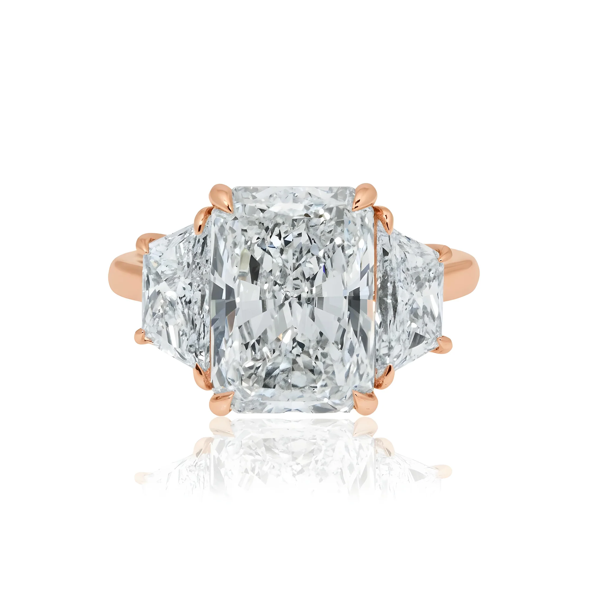 GIA Platinum 5.02ct Radiant Cut Triple Diamond Engagement Ring 6.77ctw - Image 9