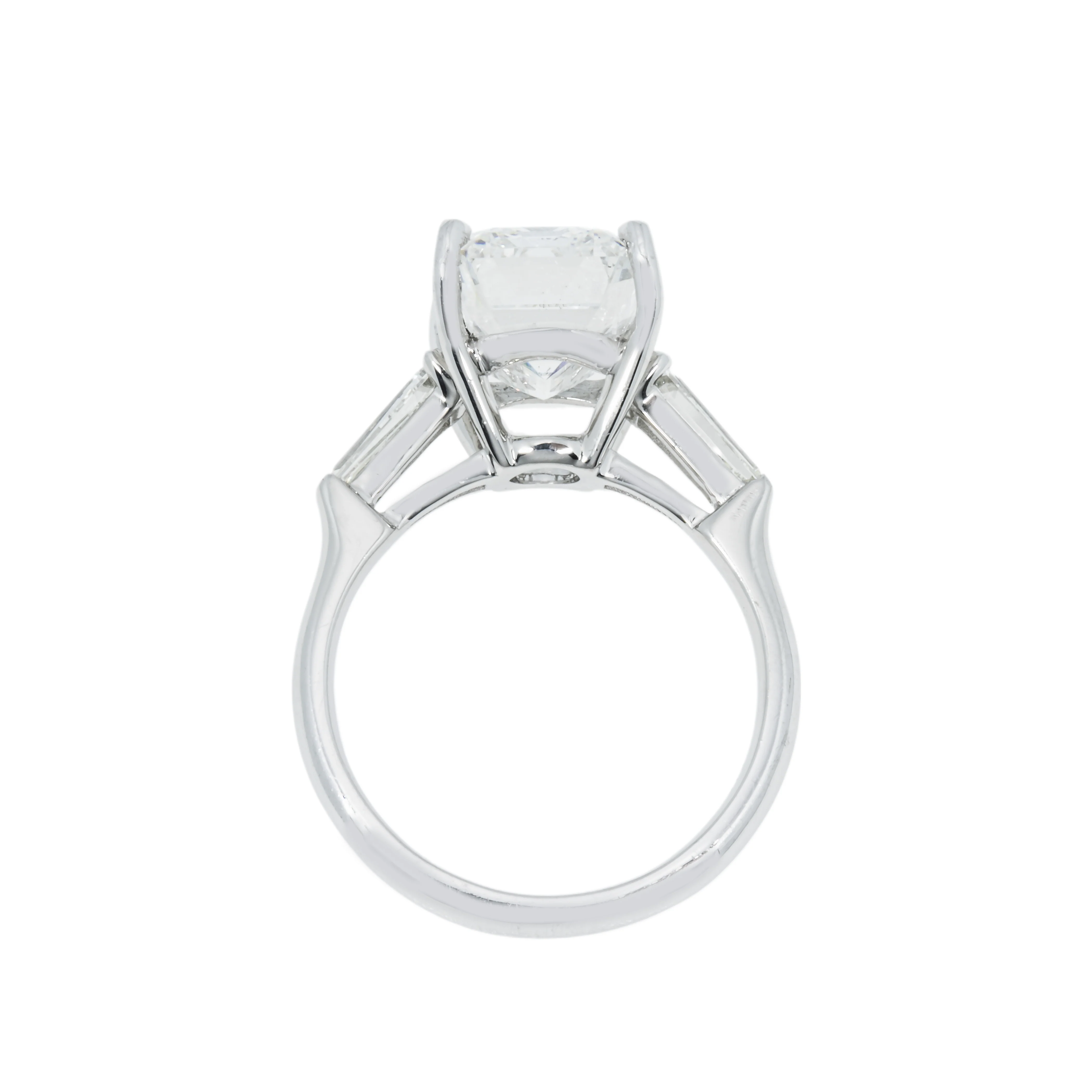 GIA Platinum 5.12 Emerald Cut Triple Diamond Engagement Ring 5.78ctw - Image 5