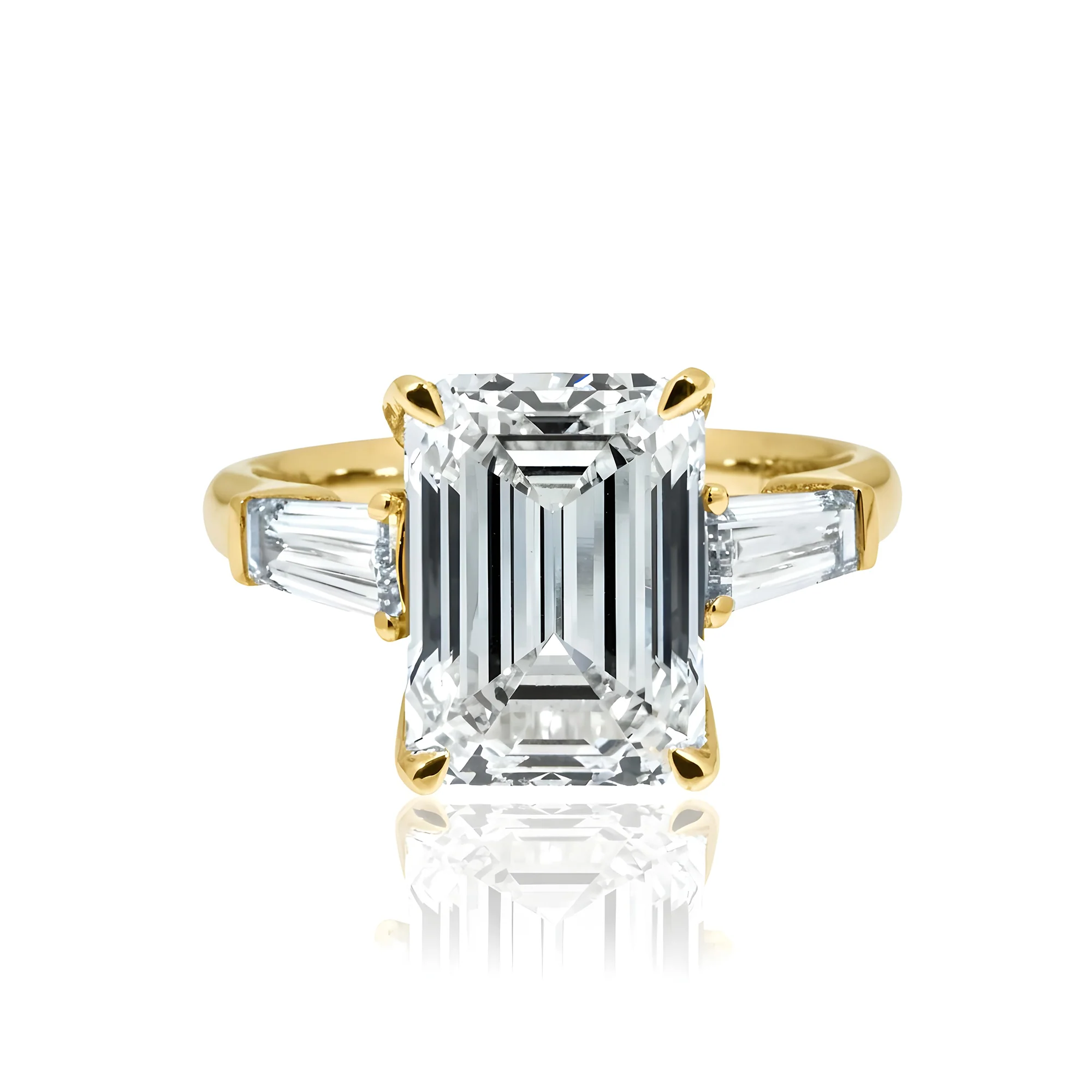 GIA Platinum 5.12 Emerald Cut Triple Diamond Engagement Ring 5.78ctw - Image 7