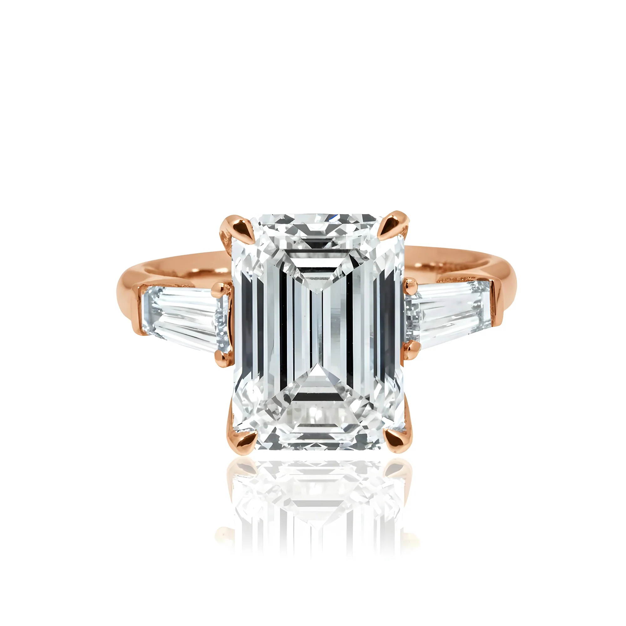 GIA Platinum 5.12 Emerald Cut Triple Diamond Engagement Ring 5.78ctw - Image 9