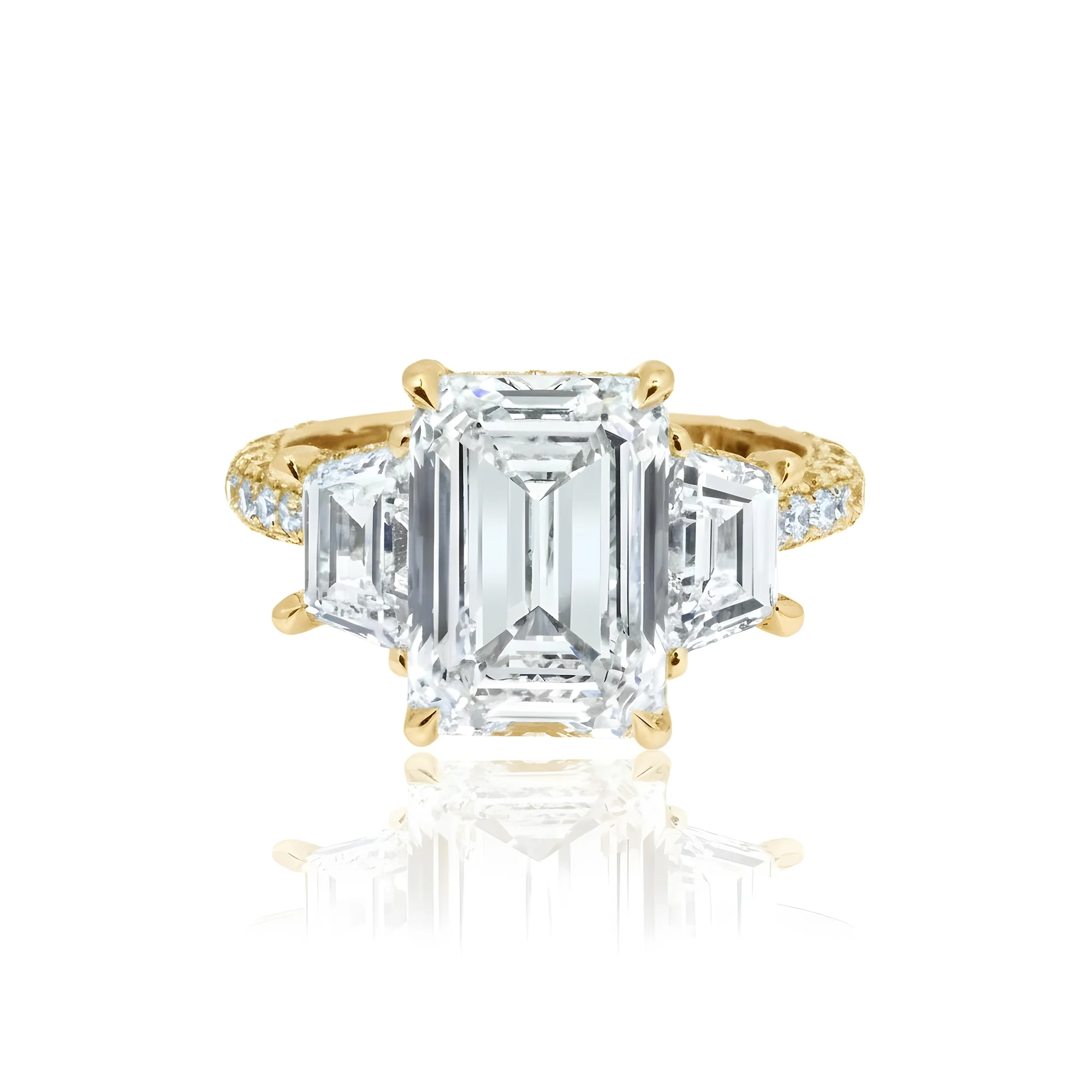 GIA Platinum 5.13ct Triple Emerald Cut Diamond Engagement Ring 6.43ctw - Image 7