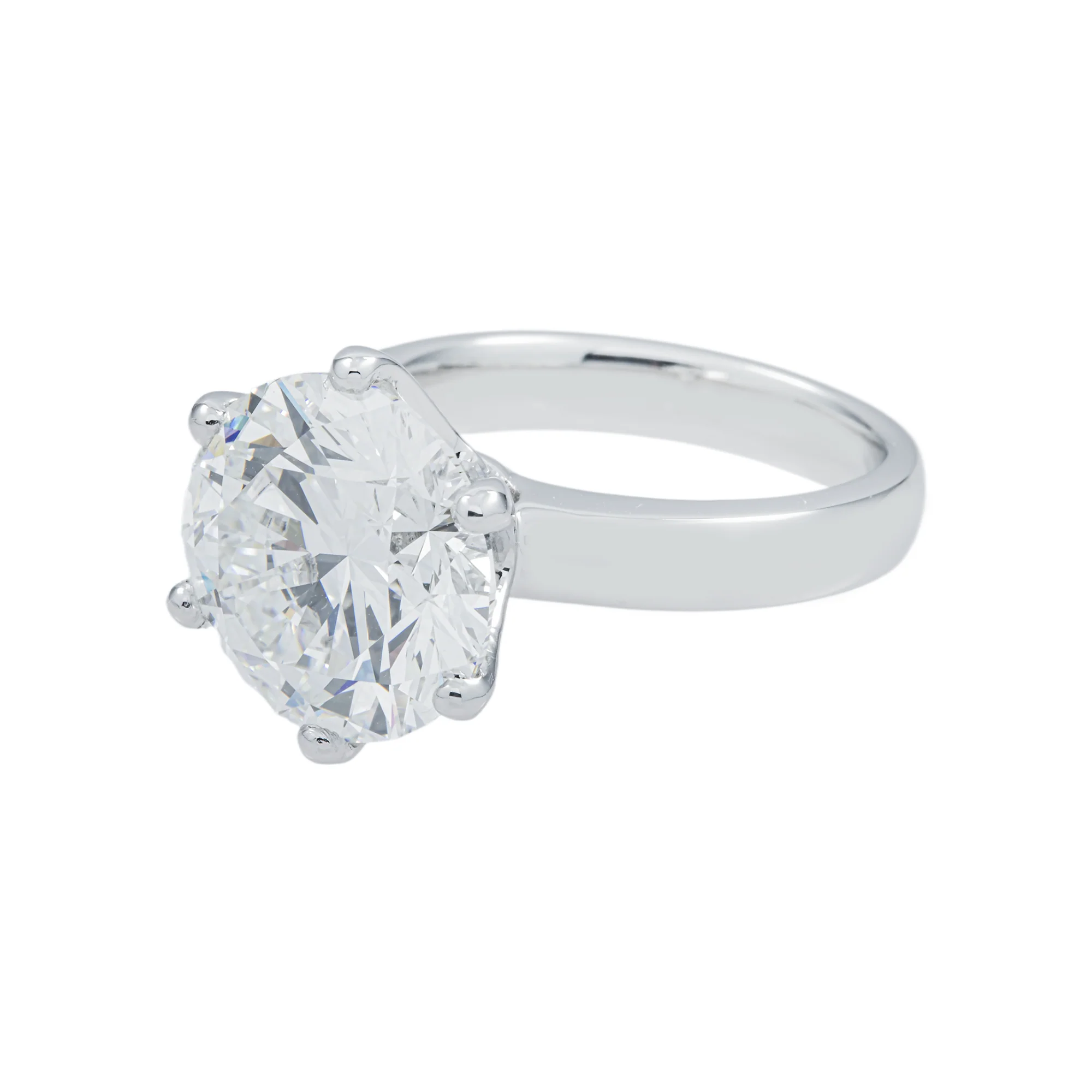 Platinum 7.17ctw Round Solitaire Diamond Engagement Ring - Image 3