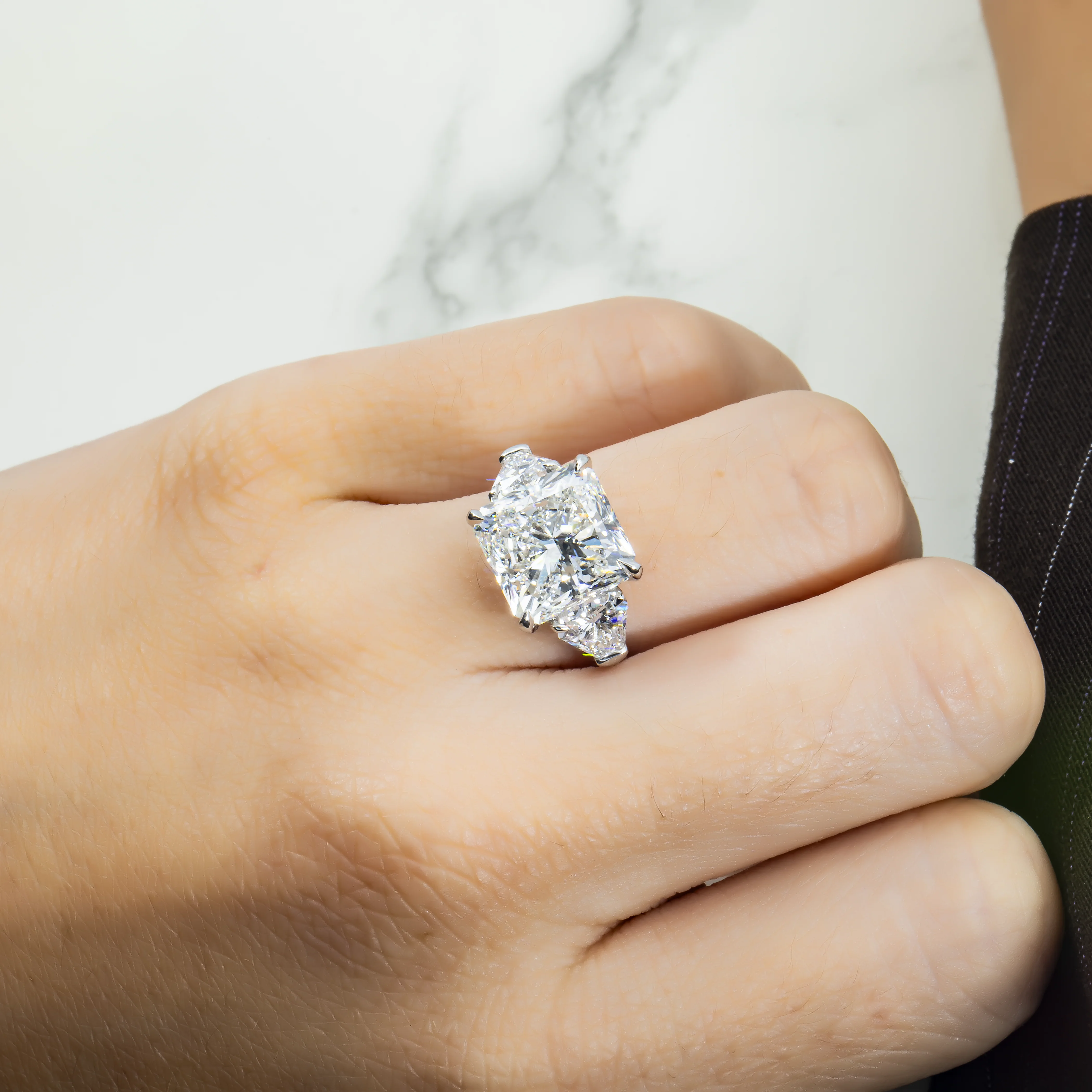 Platinum 7ct Square Radiant Cut Diamond Engagement Ring 8.54ctw - Image 3