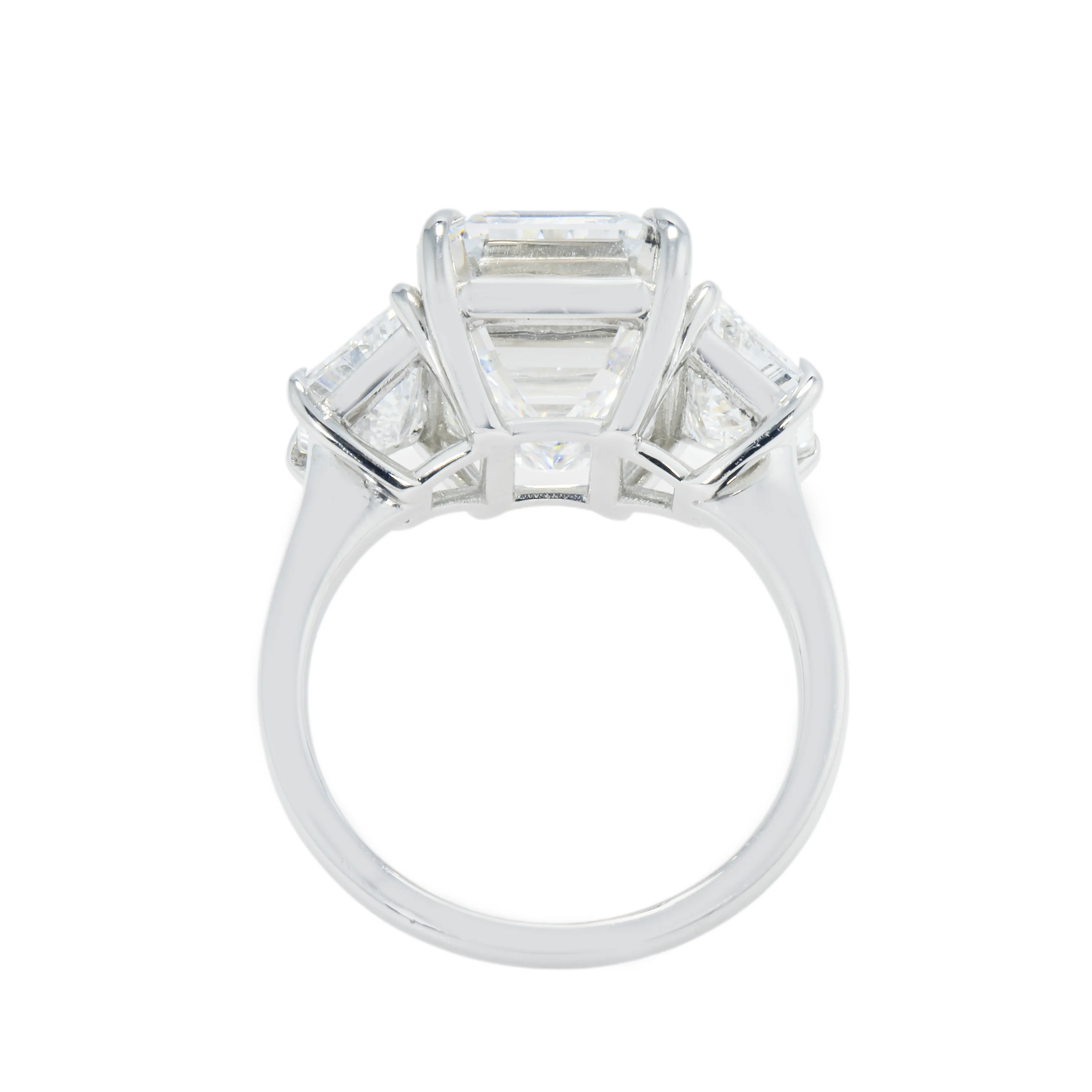 Platinum 9.06ct Emerald Cut Triple Diamond Engagement Ring 11.52ctw - Image 5