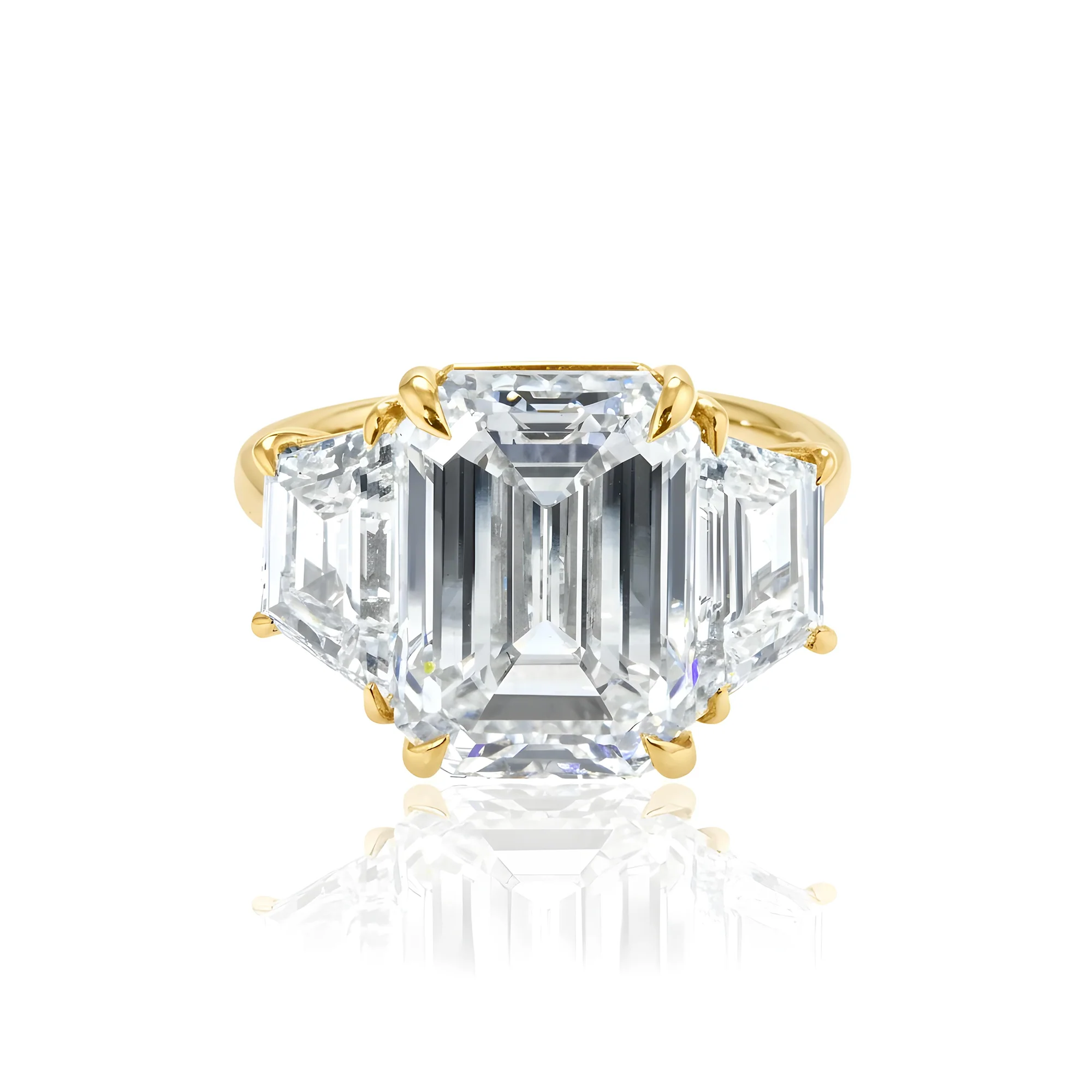 Platinum 9.06ct Emerald Cut Triple Diamond Engagement Ring 11.52ctw - Image 7
