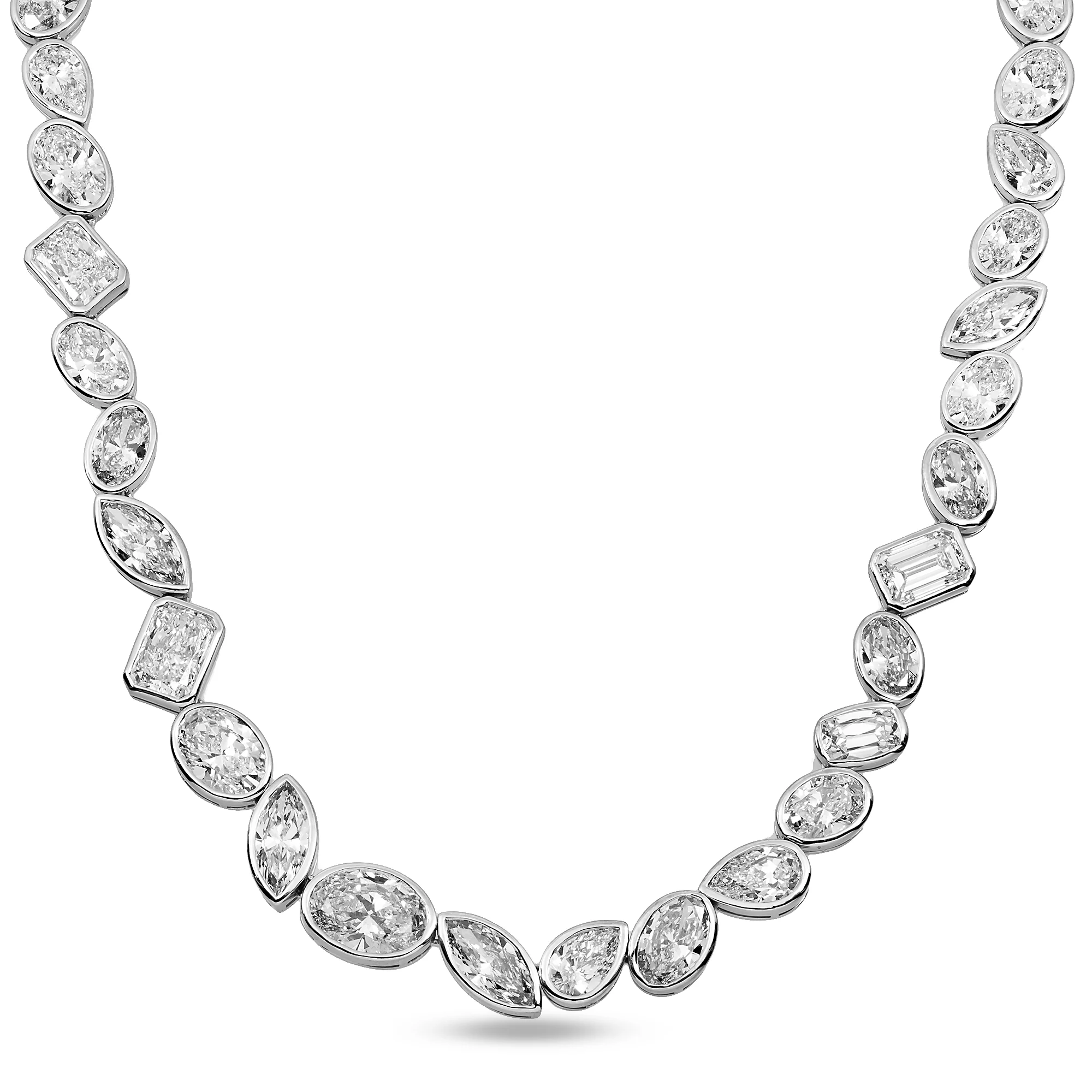 Platinum Bezel Set Multi Cut Diamond Chain 90.40ct