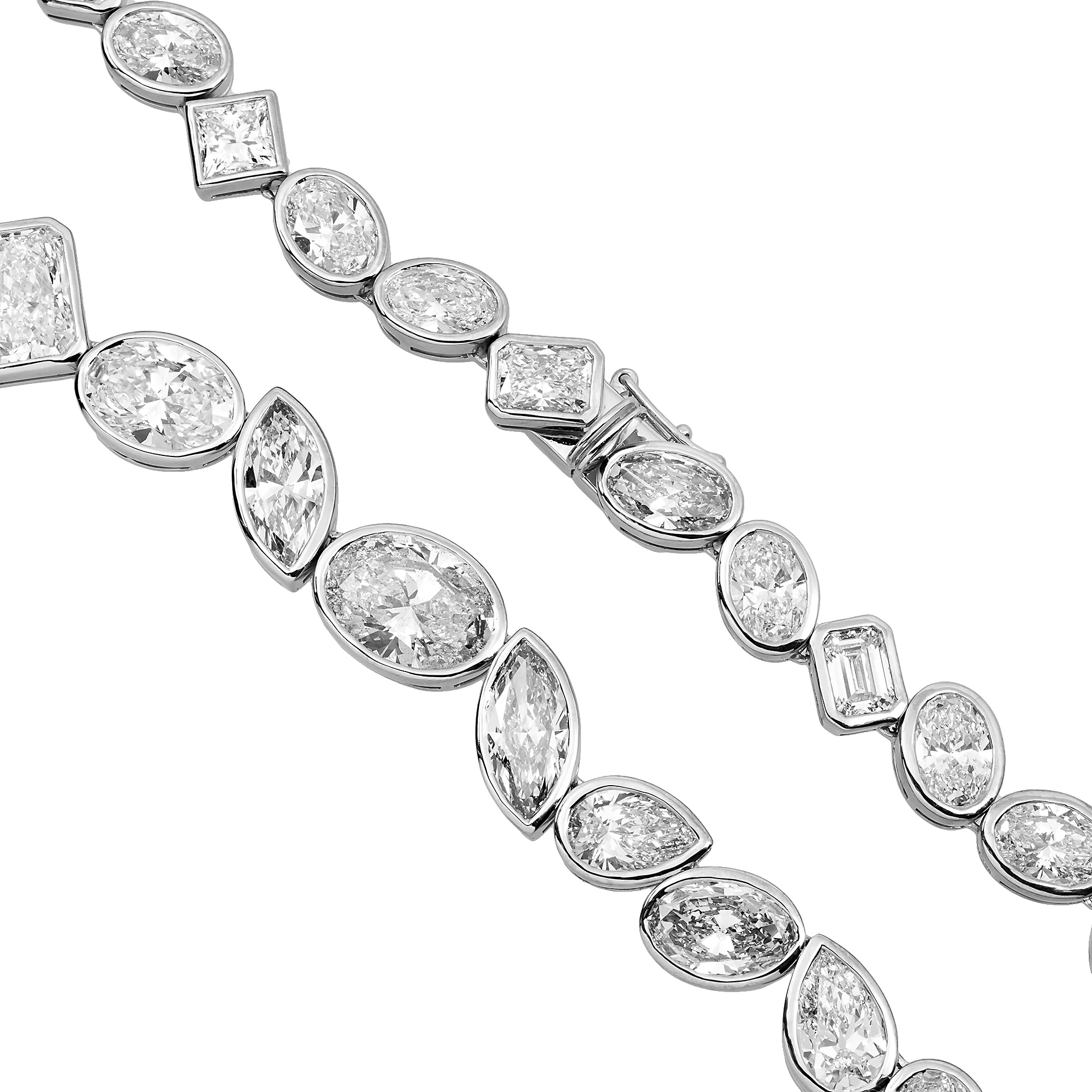 Platinum Bezel Set Multi Cut Diamond Chain 90.40ct - Image 3