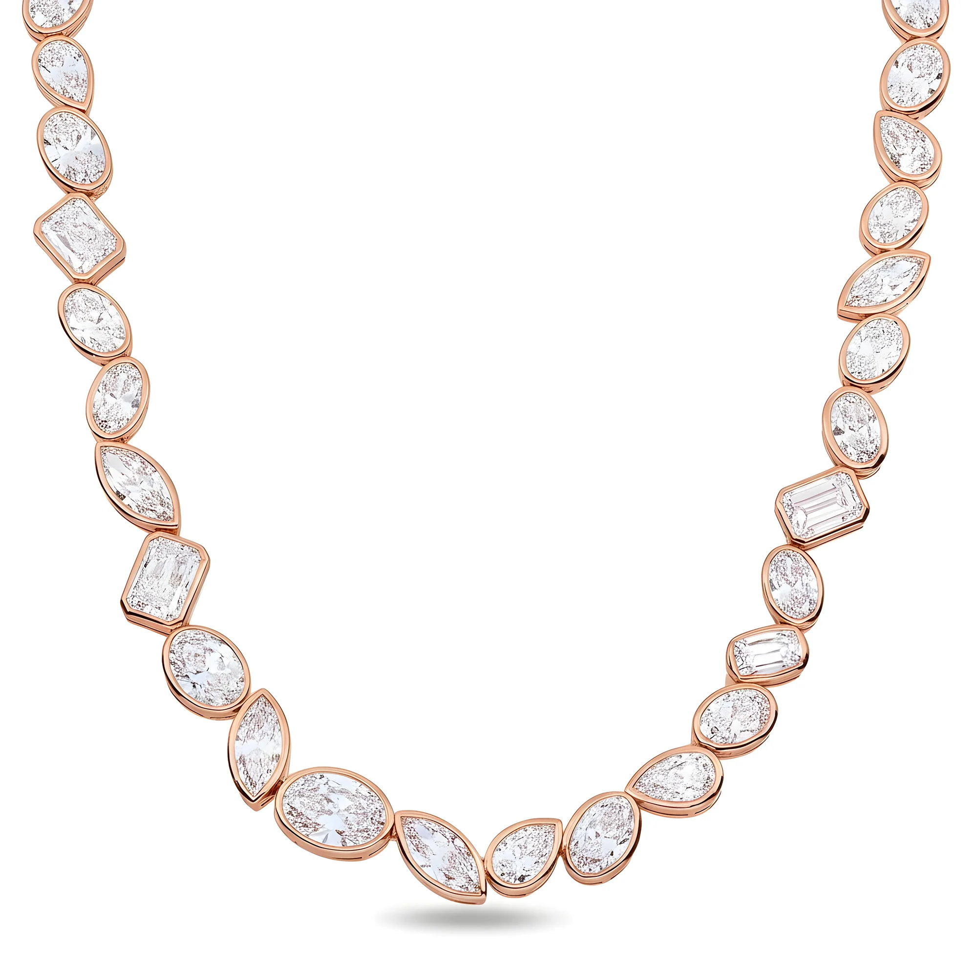 Platinum Bezel Set Multi Cut Diamond Chain 90.40ct - Image 7