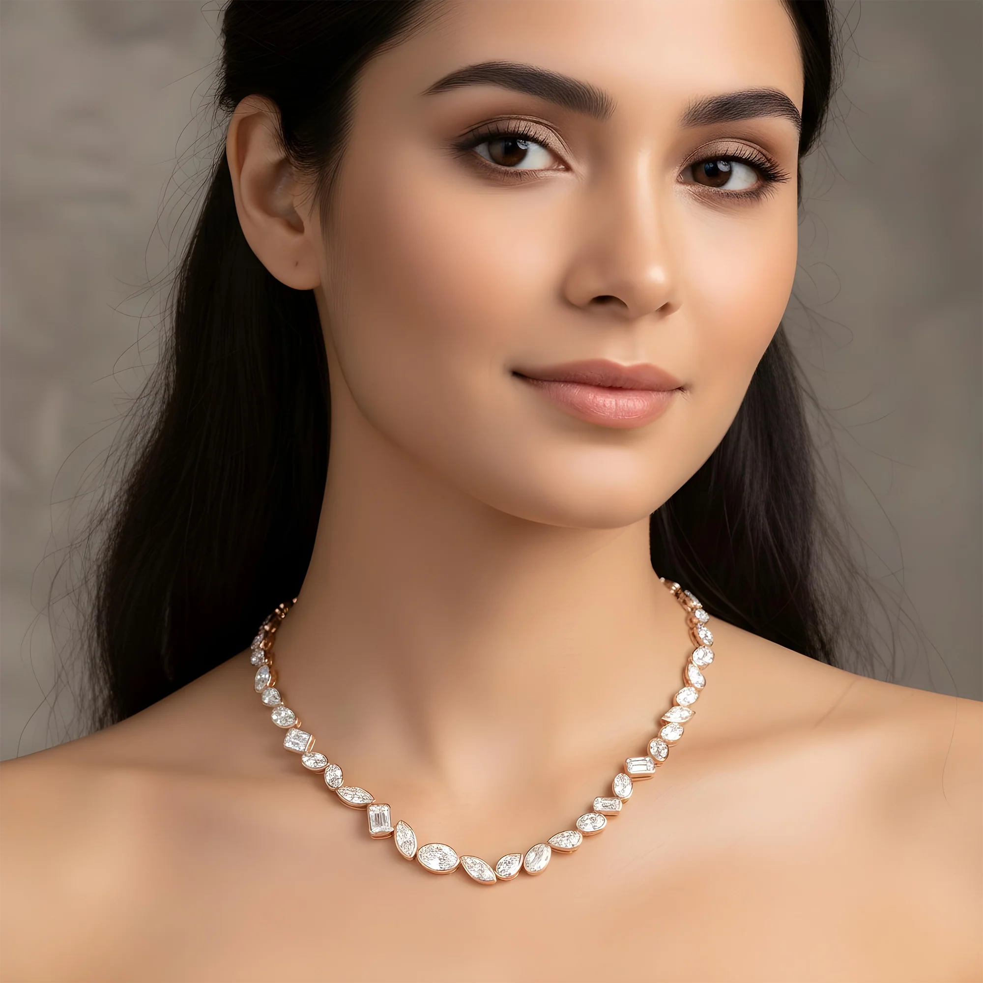Platinum Bezel Set Multi Cut Diamond Chain 90.40ct - Image 8