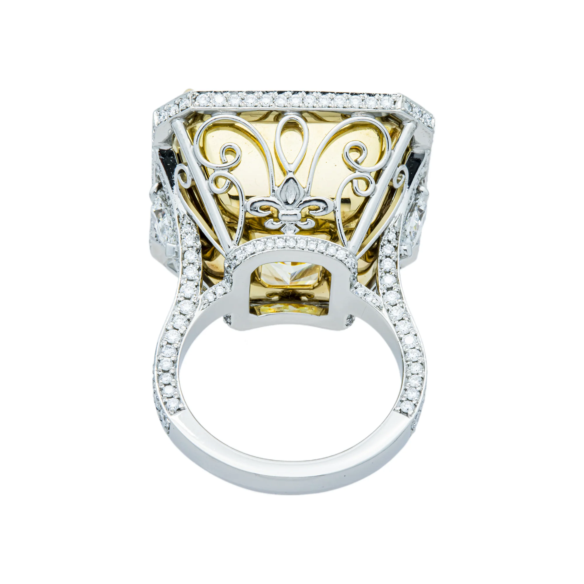 GIA Platinum Radiant Fancy Yellow Diamond Ring 40.05ct - Image 8