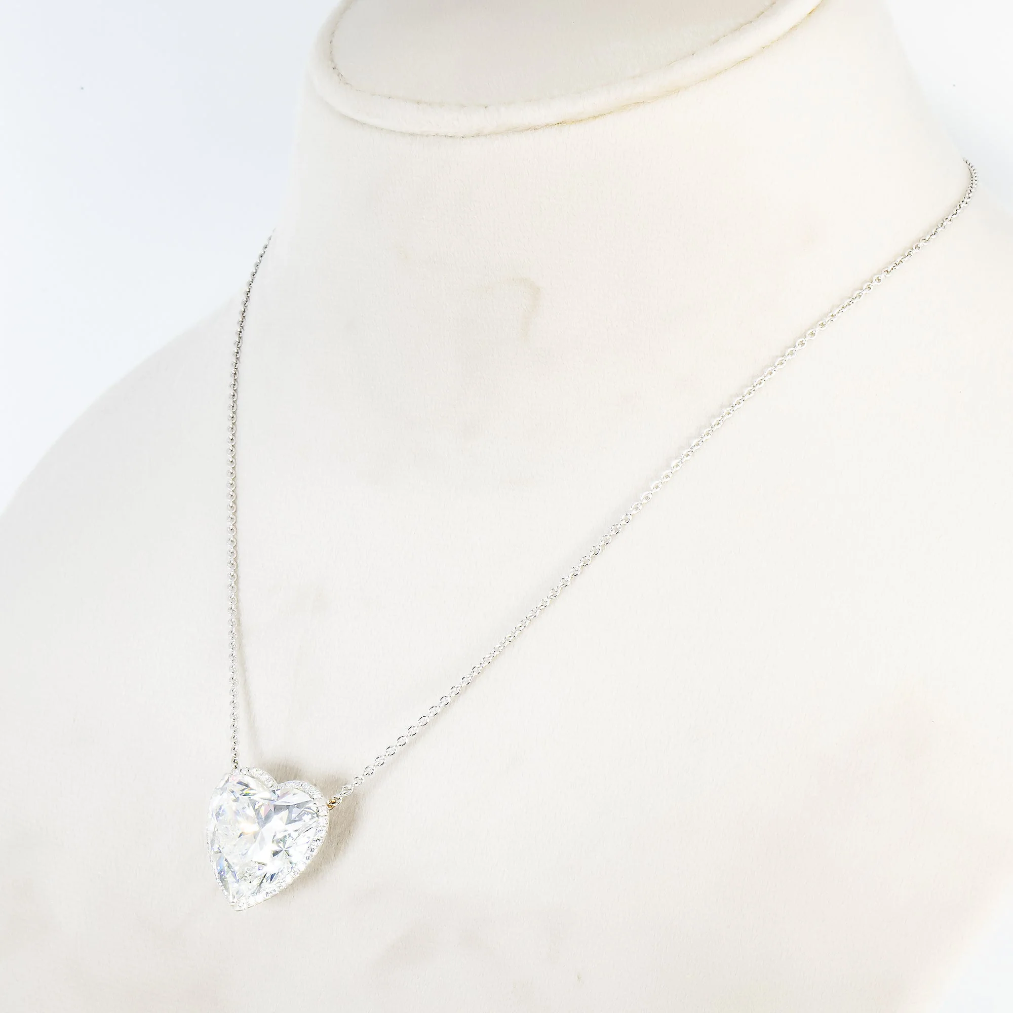 Platinum Heart Cut Diamond Pendant & Chain Necklace 22.23ct - Image 5