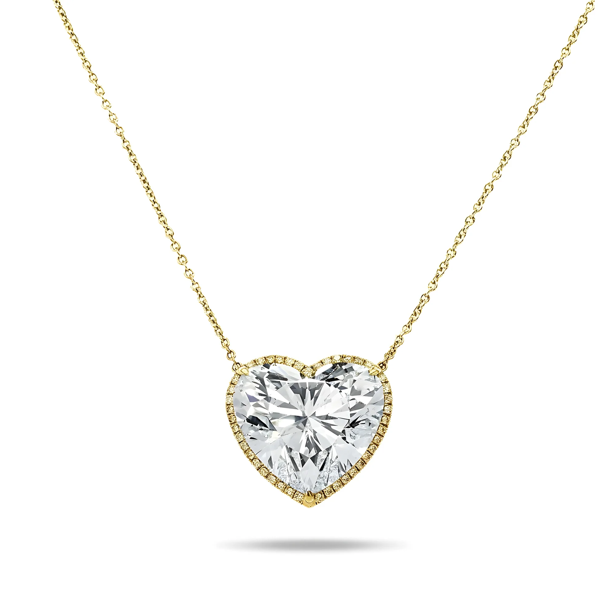 Platinum Heart Cut Diamond Pendant & Chain Necklace 22.23ct - Image 6