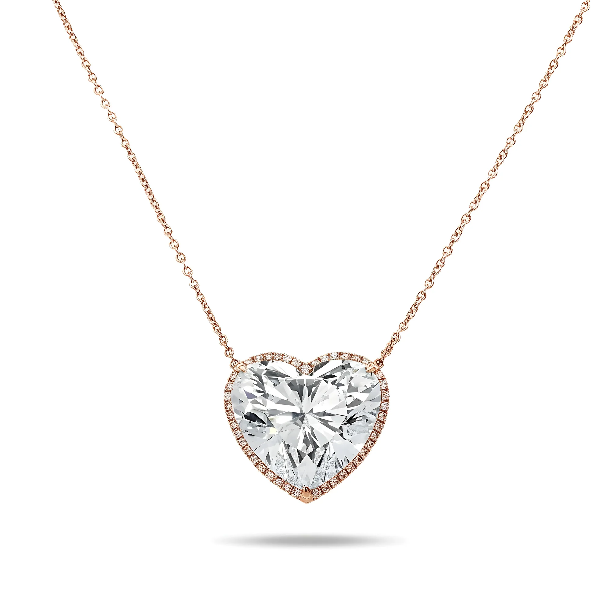 Platinum Heart Cut Diamond Pendant & Chain Necklace 22.23ct - Image 8