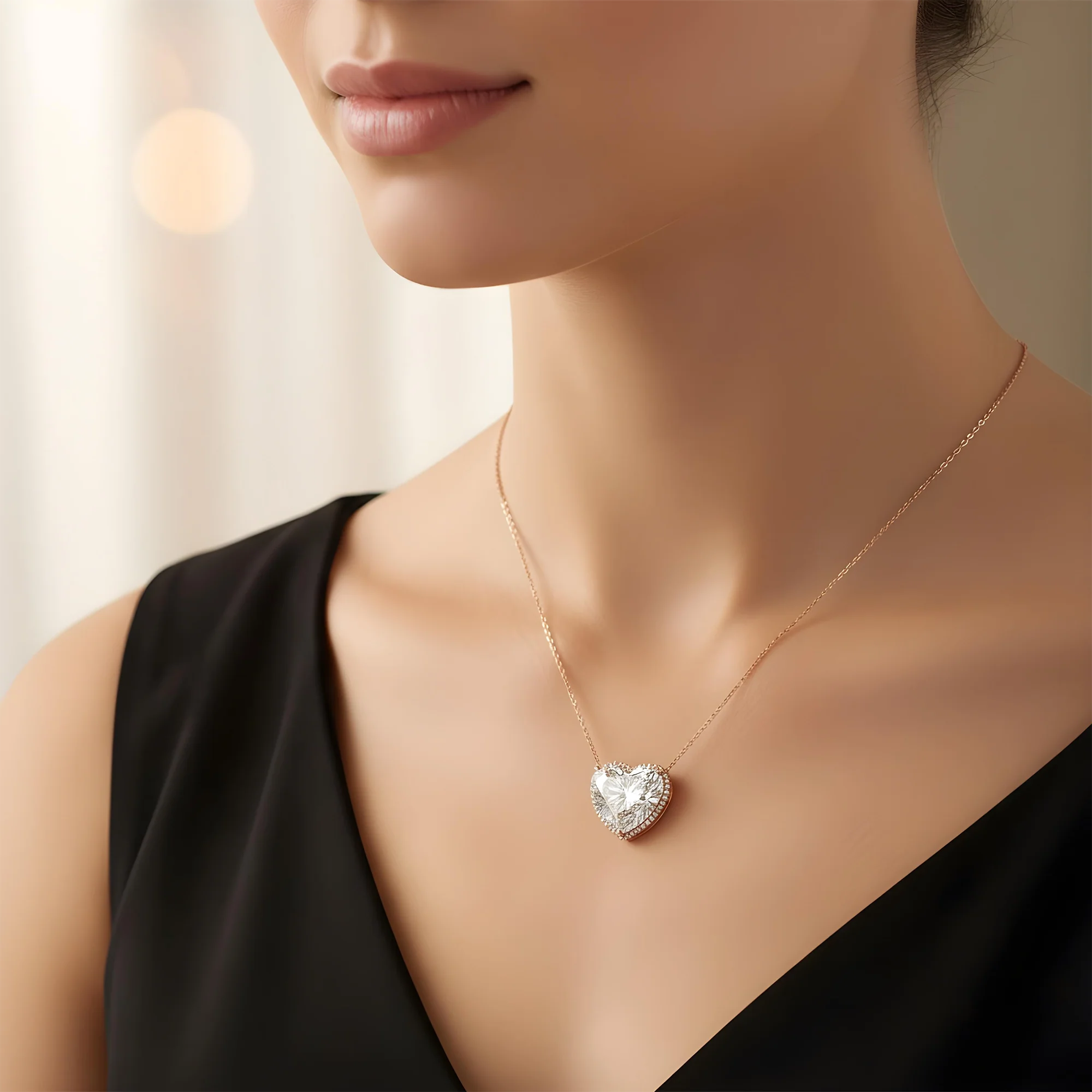 Platinum Heart Cut Diamond Pendant & Chain Necklace 22.23ct - Image 9