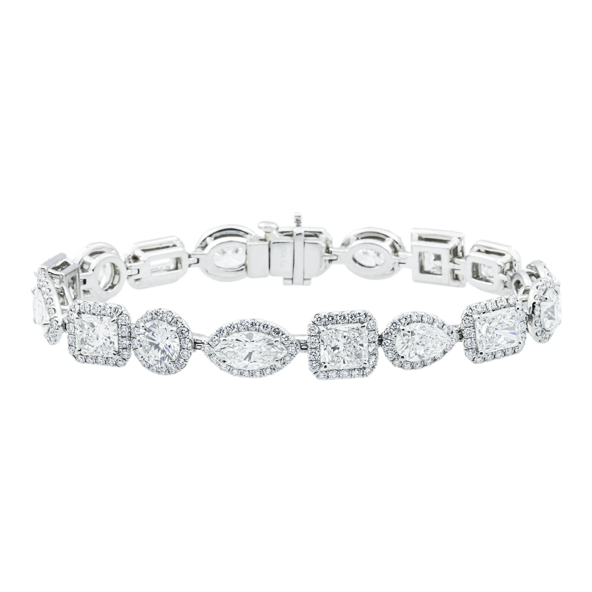 GIA Platinum Multi Cut Diamond Satellite Bracelet 20.97ct