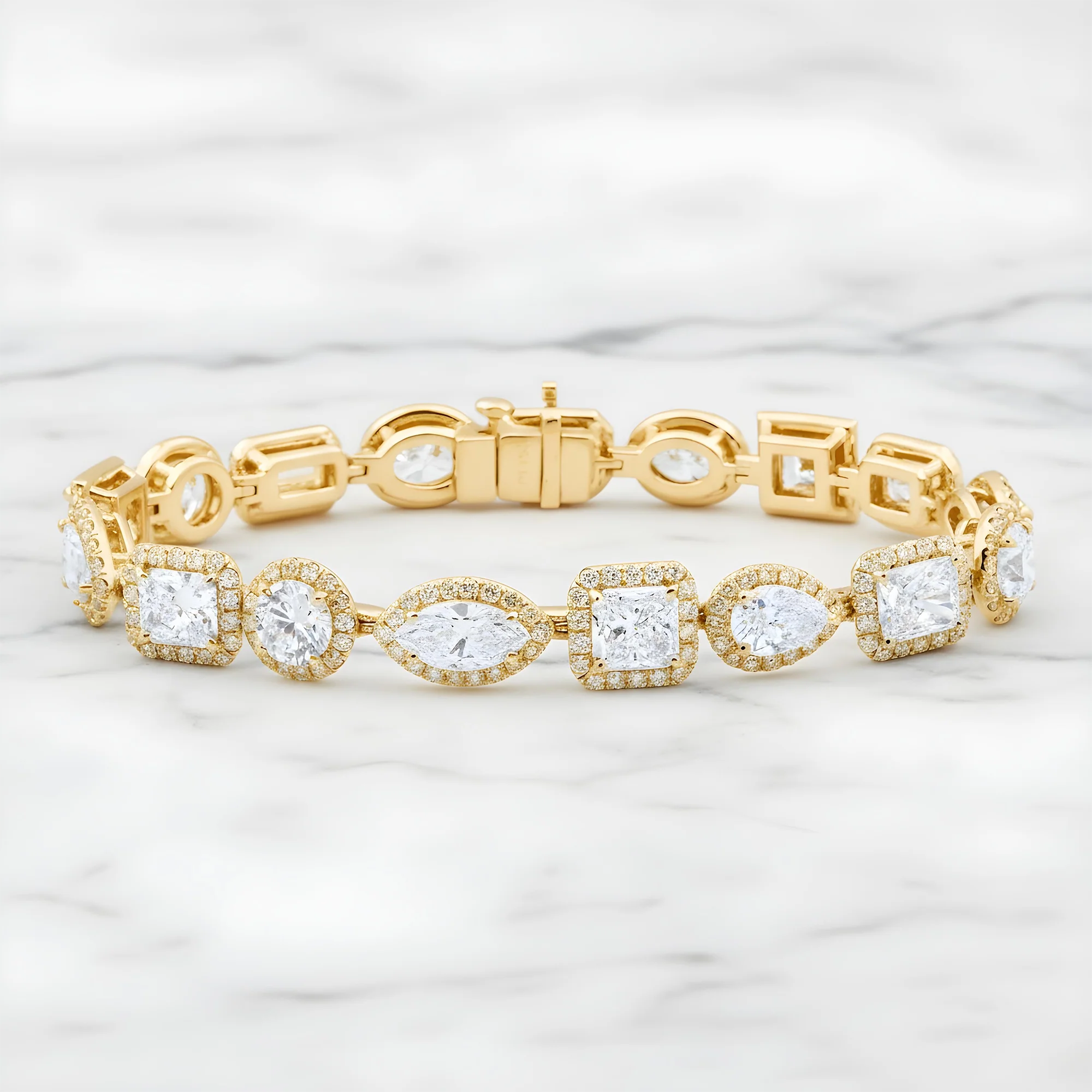 GIA Platinum Multi Cut Diamond Satellite Bracelet 20.97ct - Image 5
