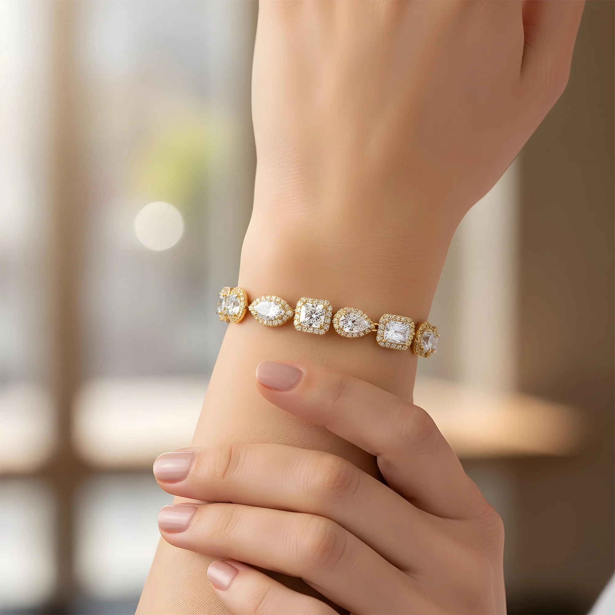 GIA Platinum Multi Cut Diamond Satellite Bracelet 20.97ct - Image 6