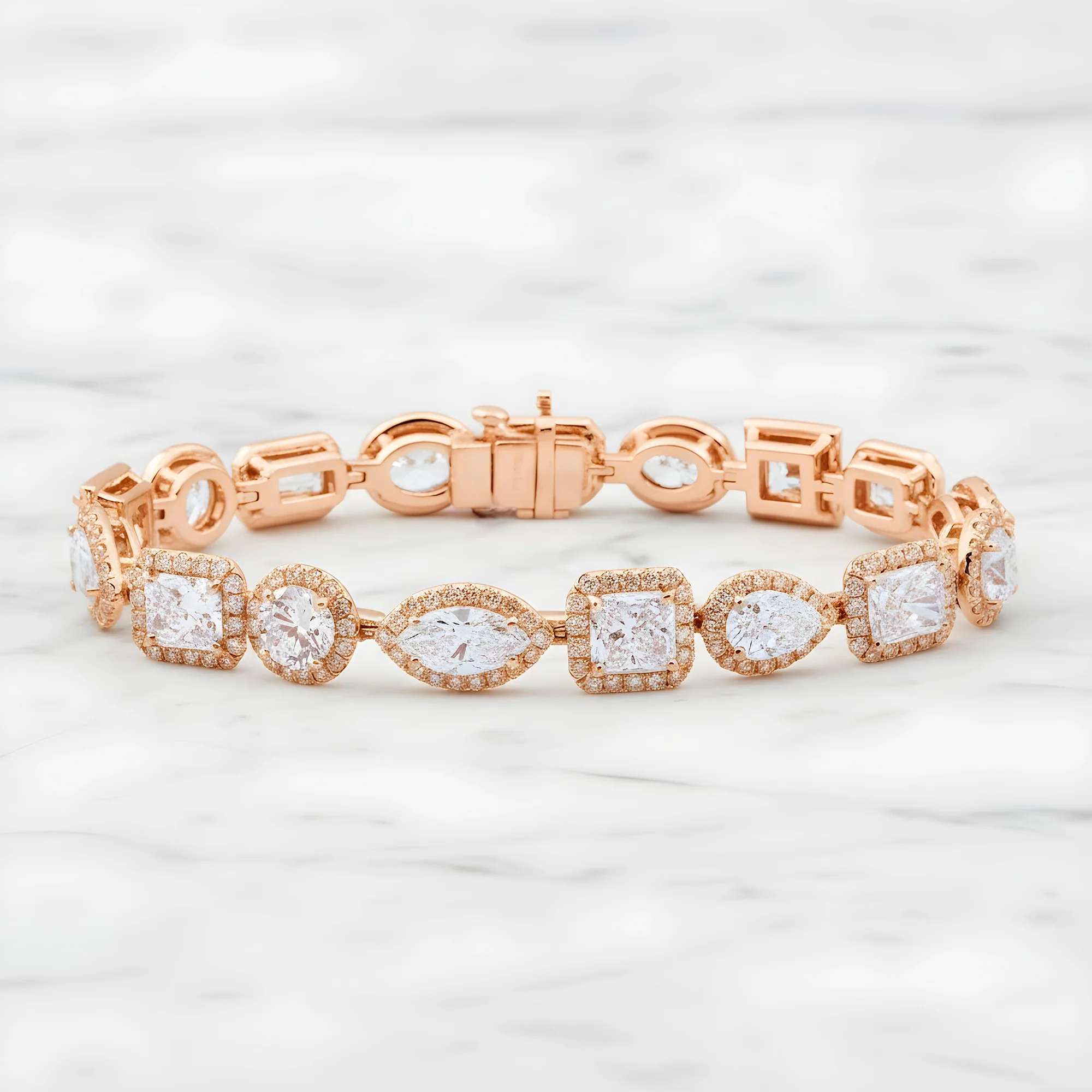 GIA Platinum Multi Cut Diamond Satellite Bracelet 20.97ct - Image 7