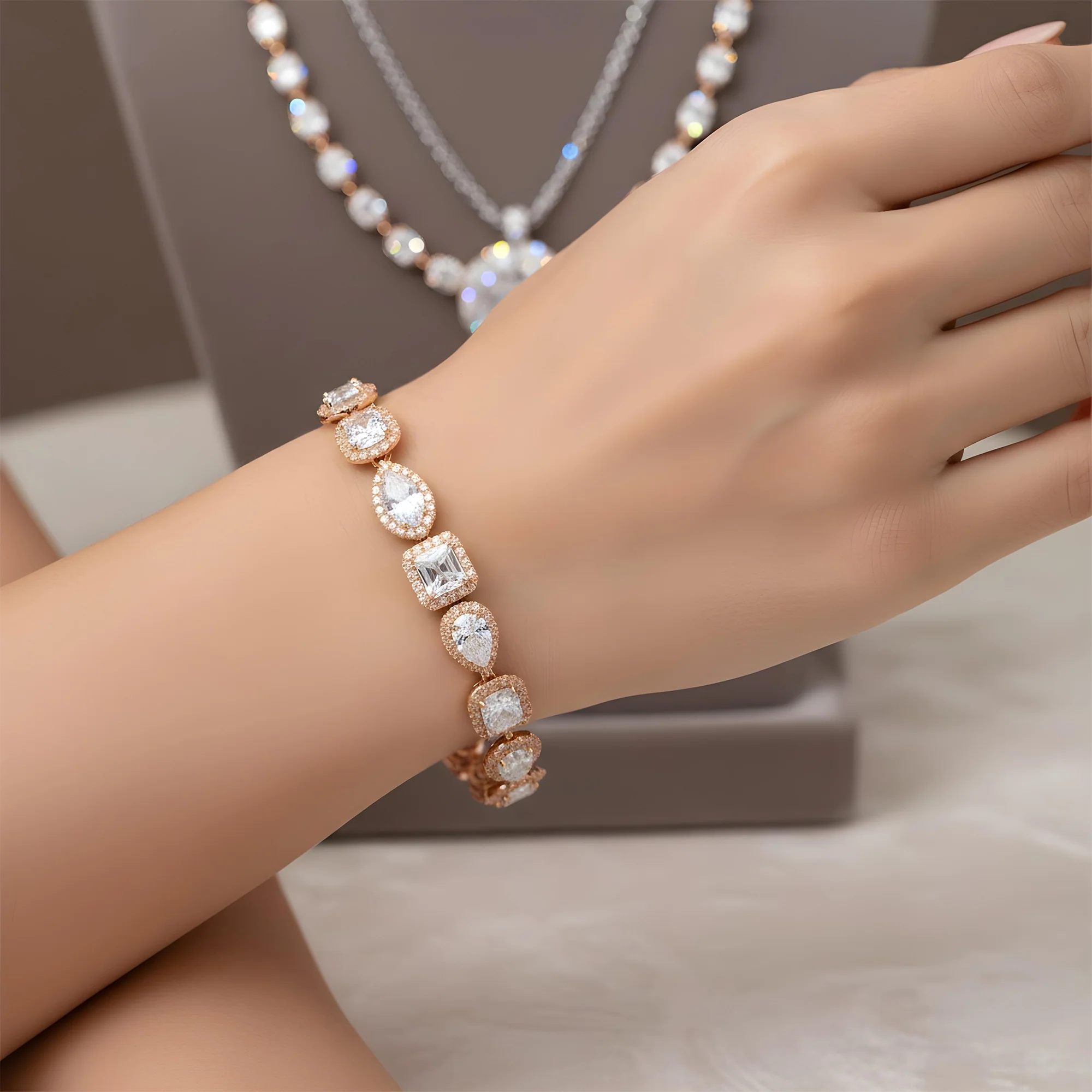 GIA Platinum Multi Cut Diamond Satellite Bracelet 20.97ct - Image 8