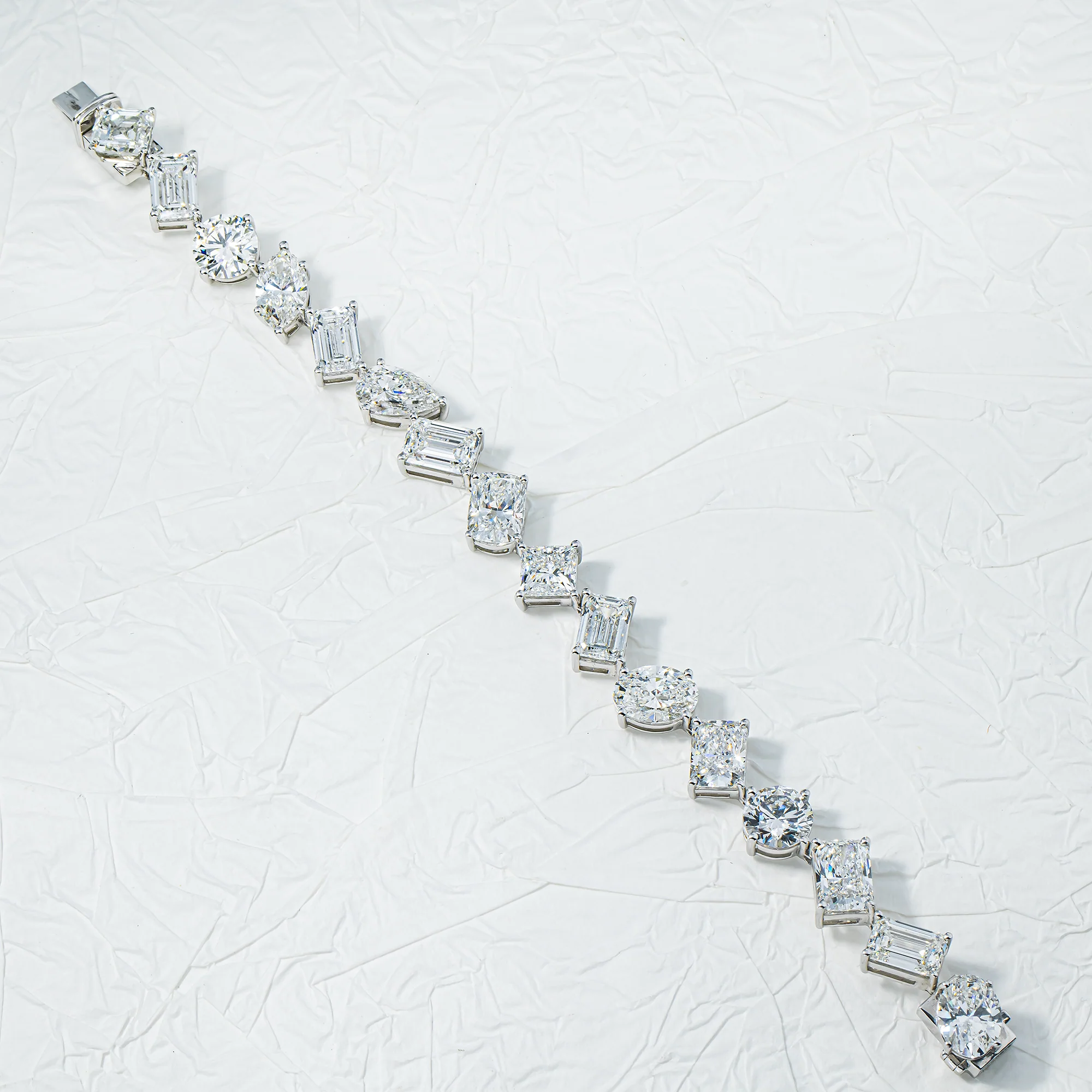 Platinum Multi Cut Diamond Satellite Bracelet 52.89ct - Image 3