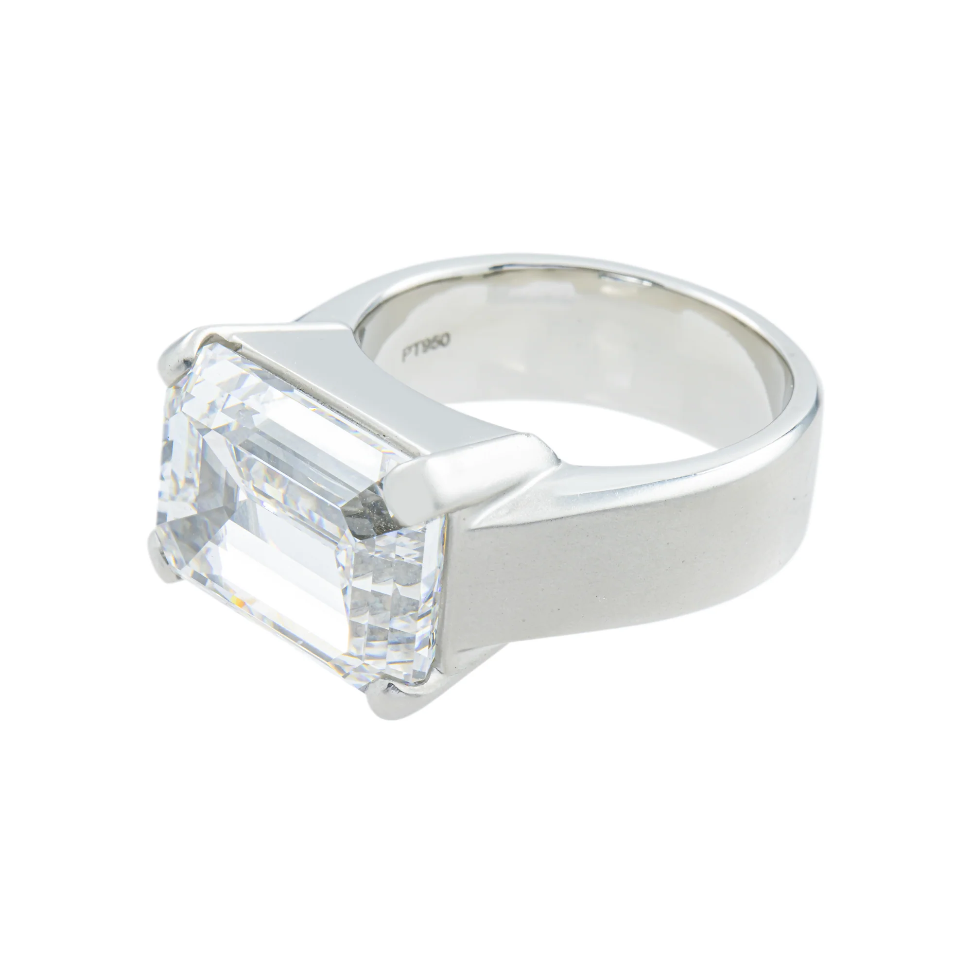 Platinum Solitaire Emerald Diamond Ring 20.15ctw - Image 3