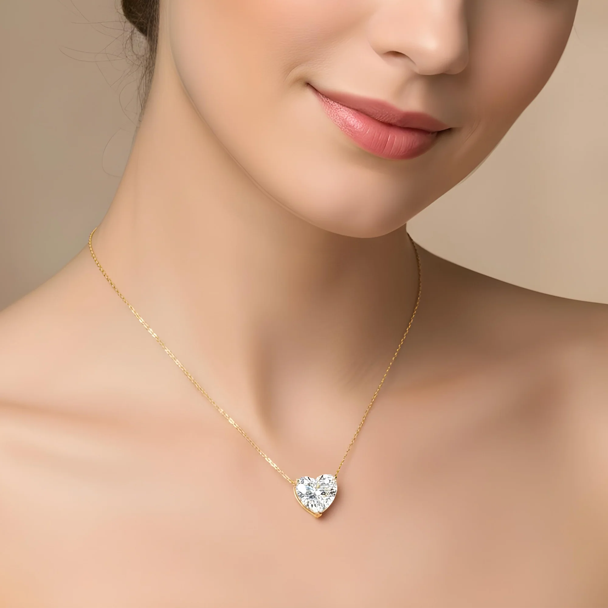 IGI Platinum Solitaire Heart Cut Diamond Pendant & Chain Necklace 13.16ct - Image 6