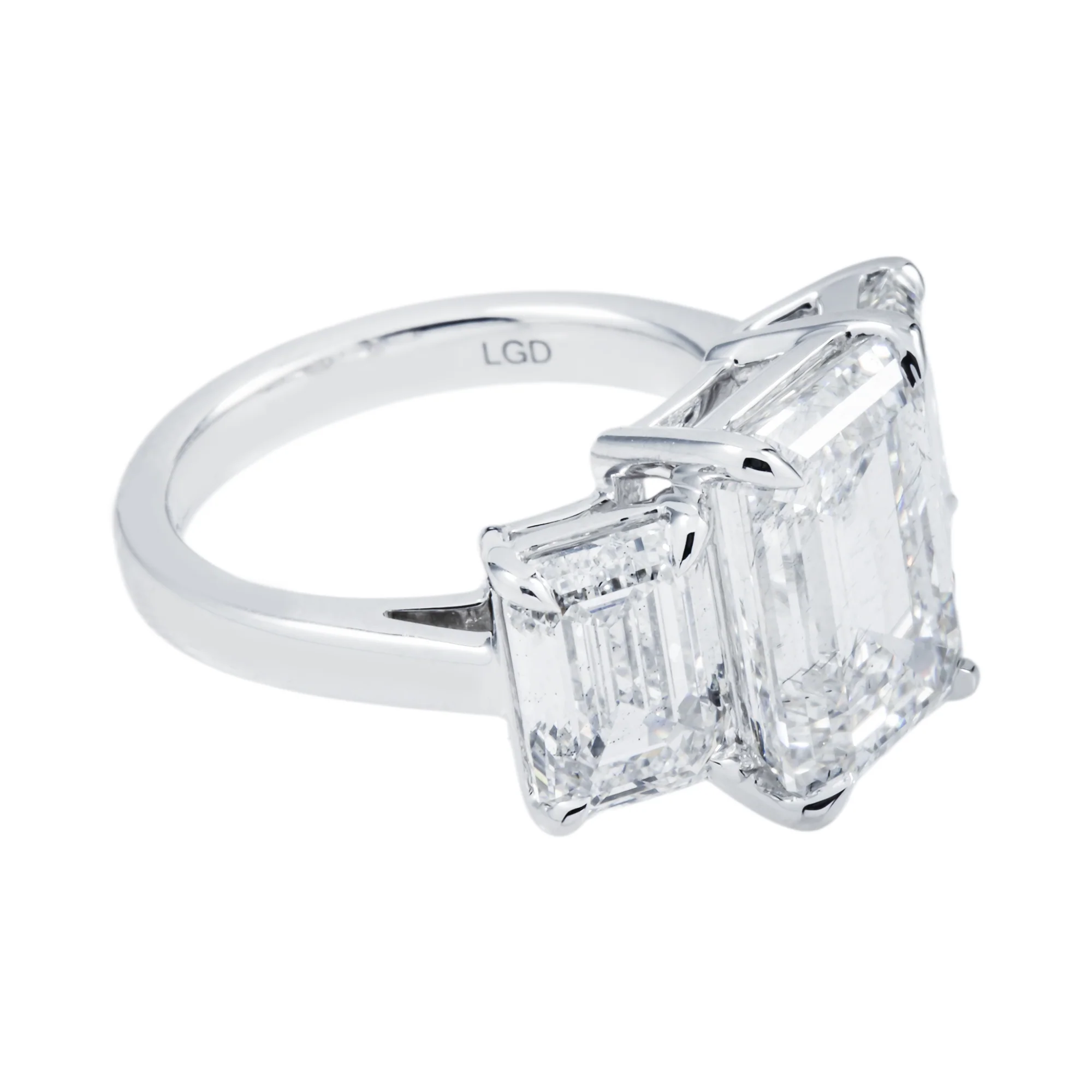 Platinum Triple Emerald Cut Diamond Engagement Ring 10.16ctw - Image 3