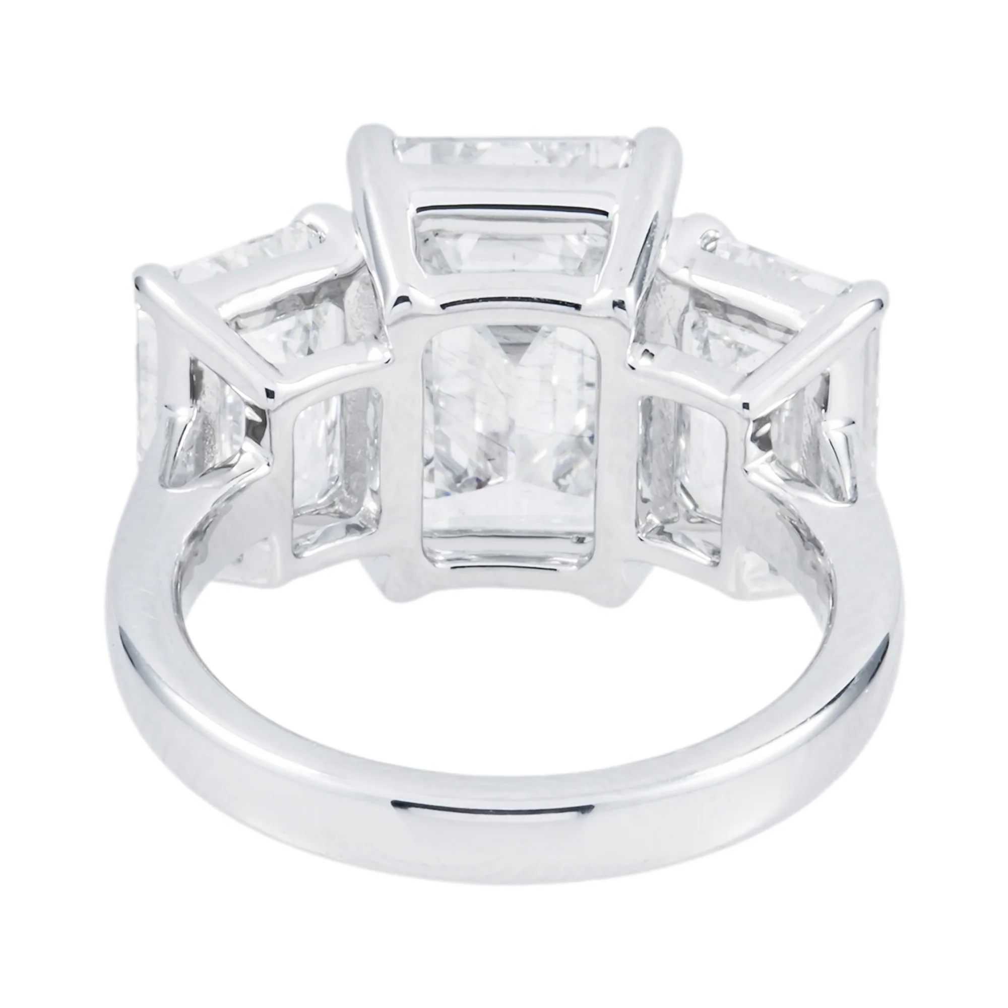 Platinum Triple Emerald Cut Diamond Engagement Ring 10.16ctw - Image 4