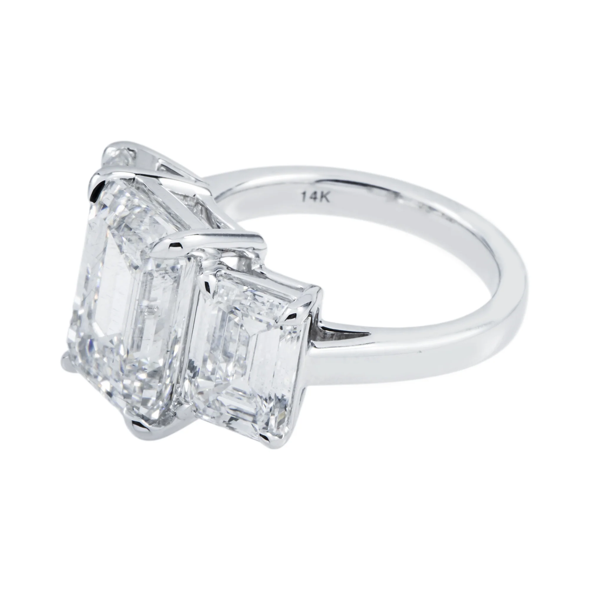 Platinum Triple Emerald Cut Diamond Engagement Ring 10.16ctw - Image 5