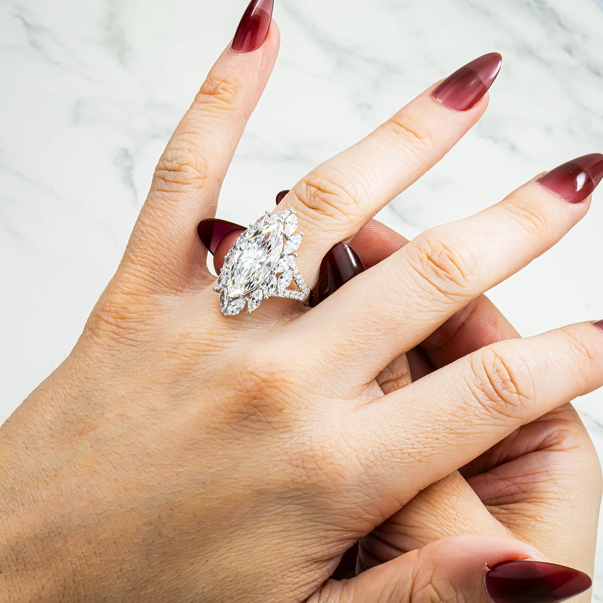 The Empress - 18K White Gold Marquise Cut Diamond Ring 7.84ctw - Image 4