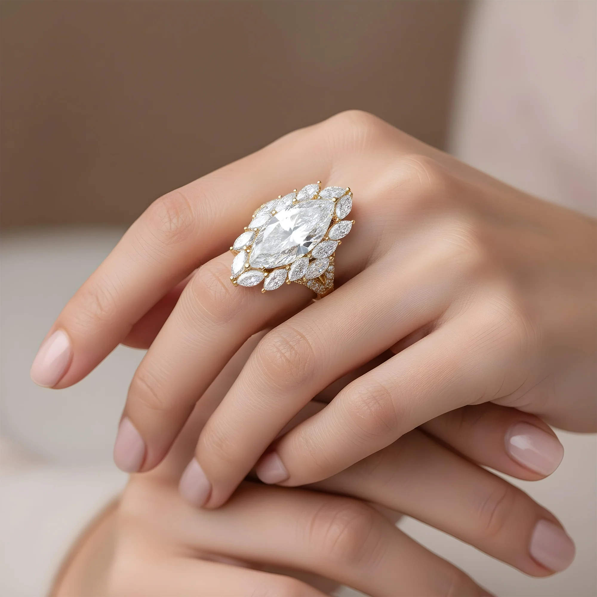 The Empress - 18K White Gold Marquise Cut Diamond Ring 7.84ctw - Image 9