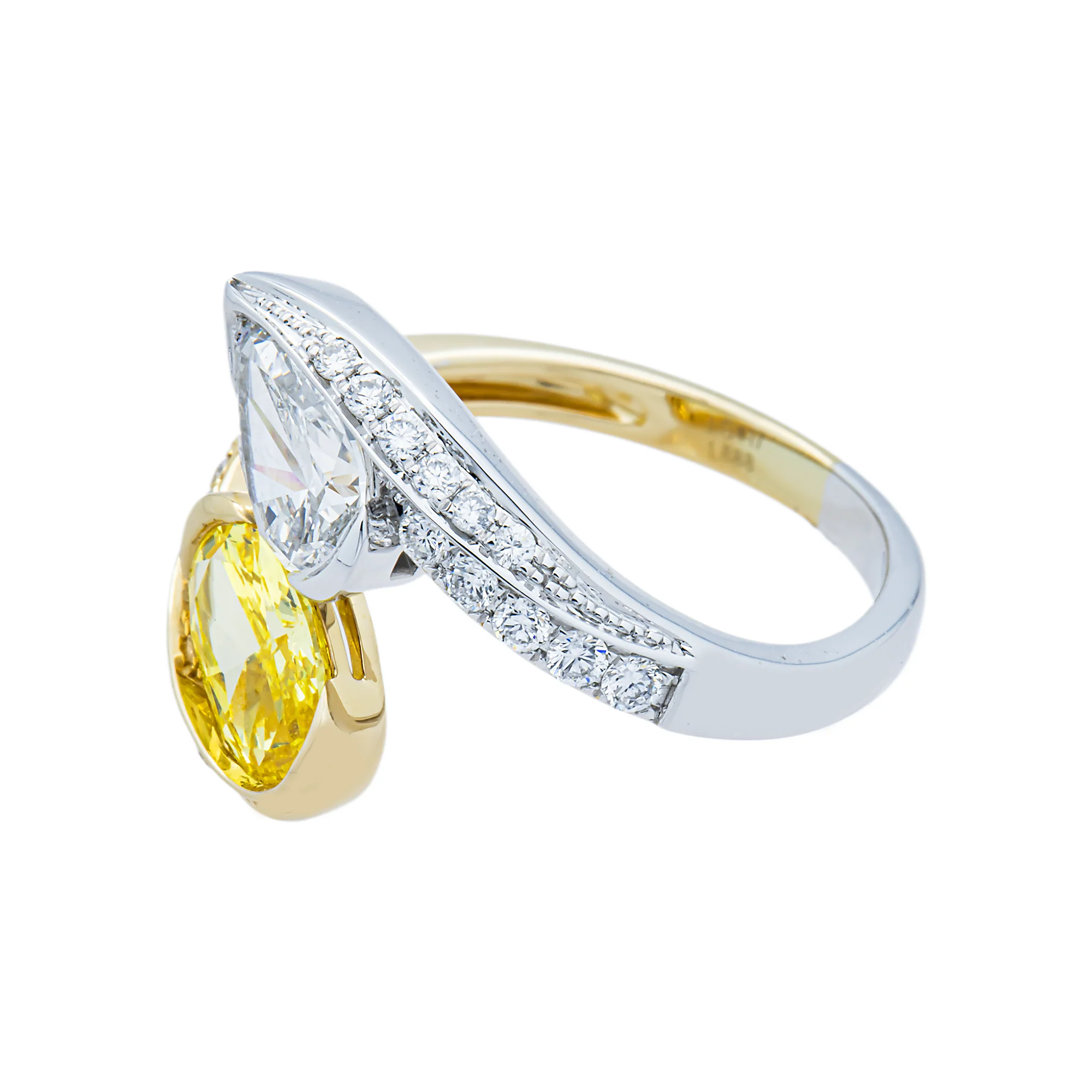 Two Tone Fancy Yellow & White Diamond Wrap Ring 2.22ctw - Image 4