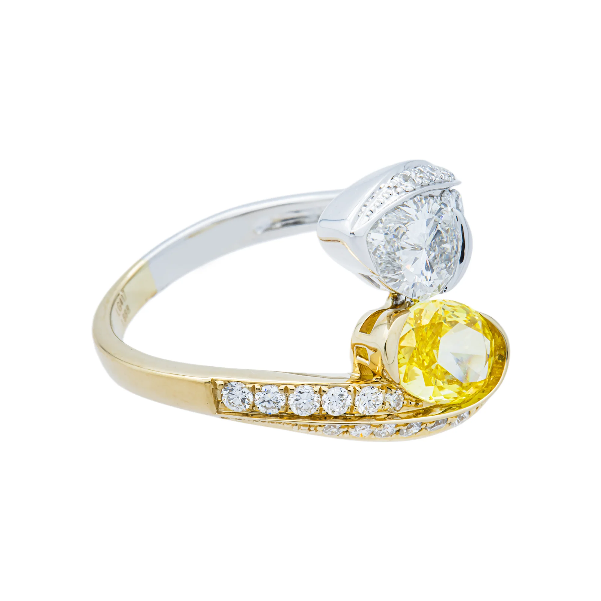 Two Tone Fancy Yellow & White Diamond Wrap Ring 2.22ctw - Image 5